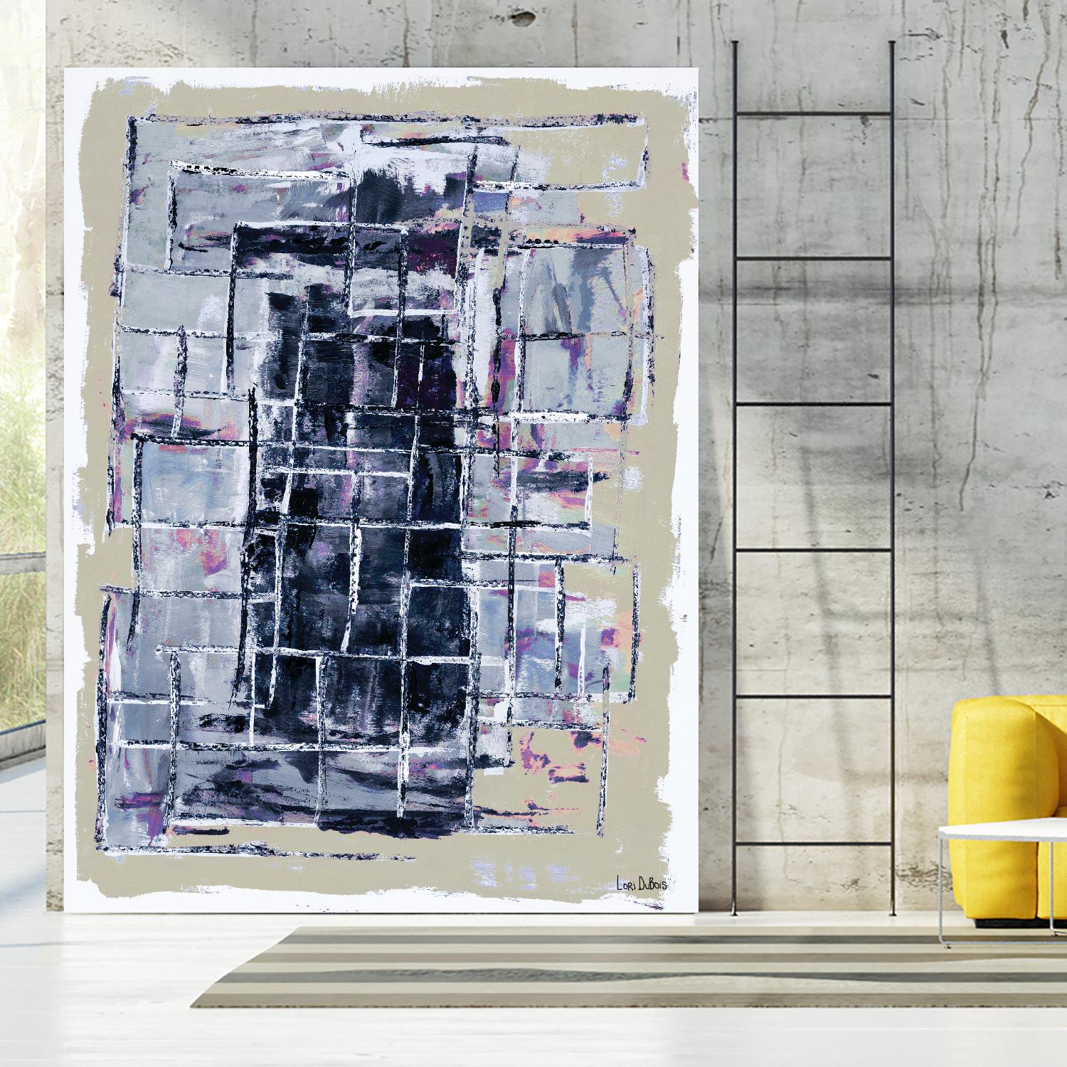 Gates – Neutral Navy - 1 by Lori Dubois on GIANT ART - black linear