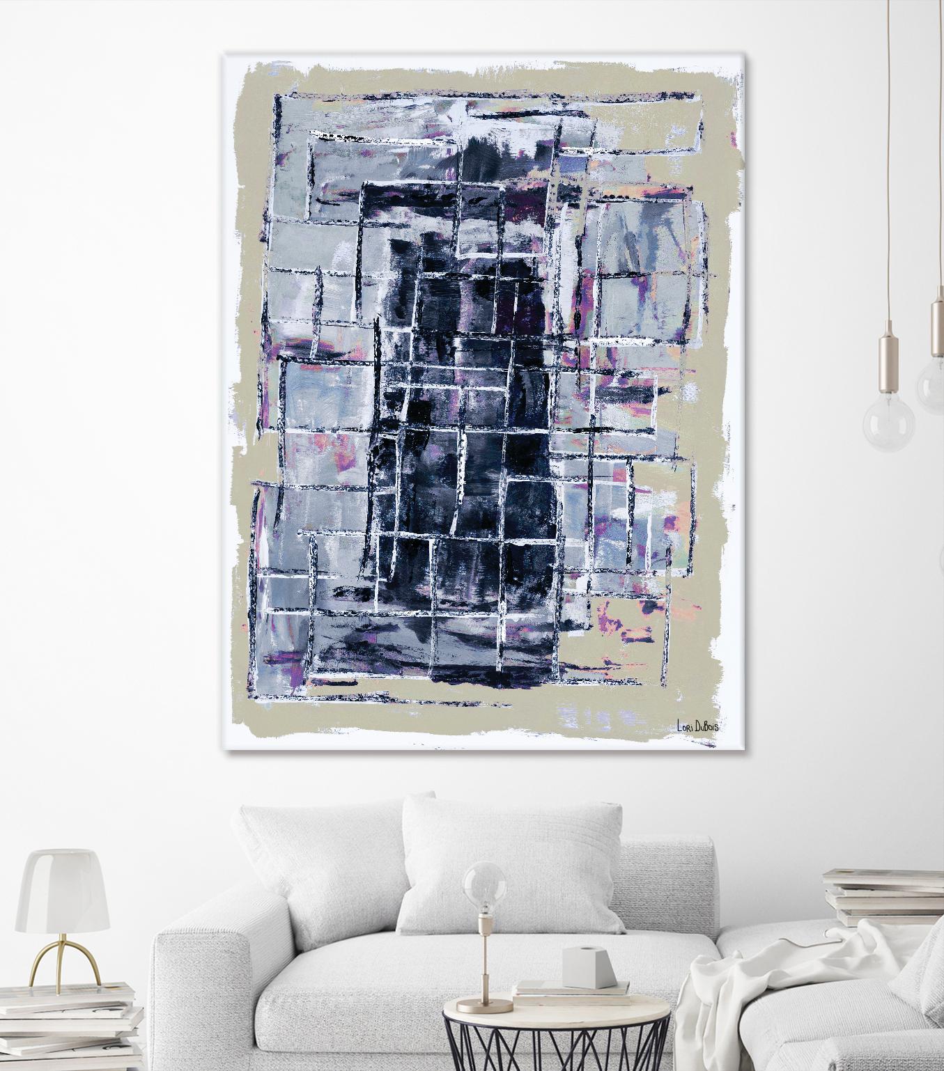 Gates – Neutral Navy - 1 by Lori Dubois on GIANT ART - black linear