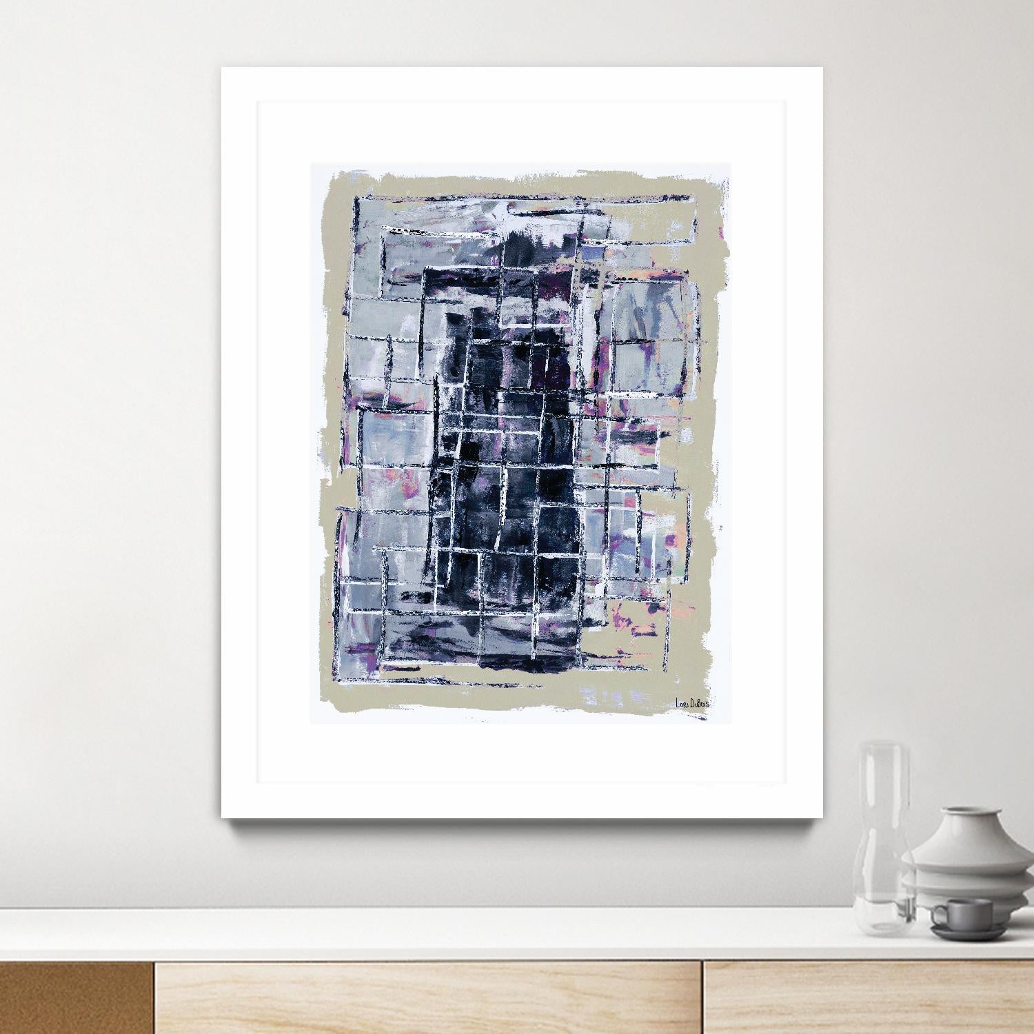 Gates – Neutral Navy - 1 by Lori Dubois on GIANT ART - black linear