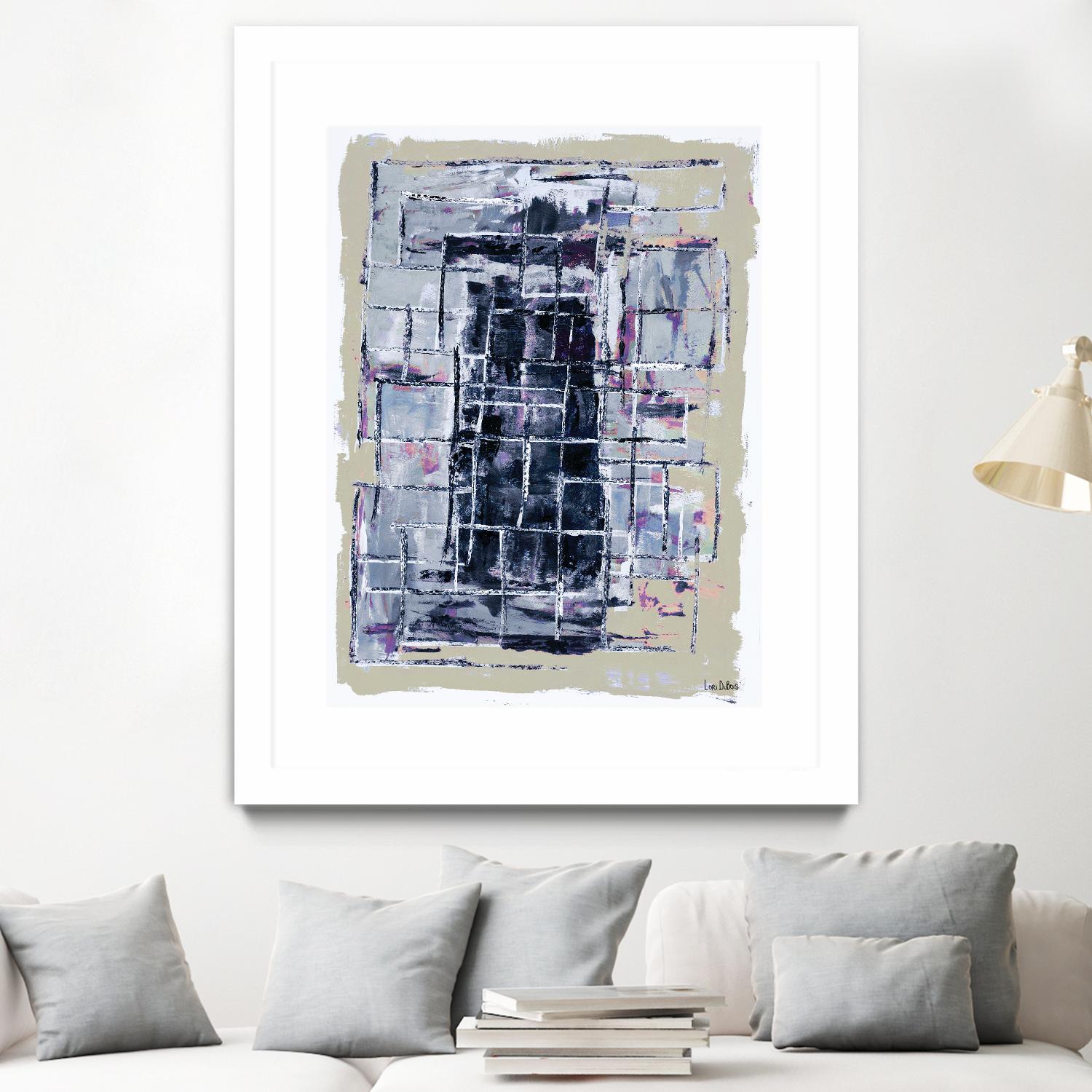 Gates – Neutral Navy - 1 by Lori Dubois on GIANT ART - black linear