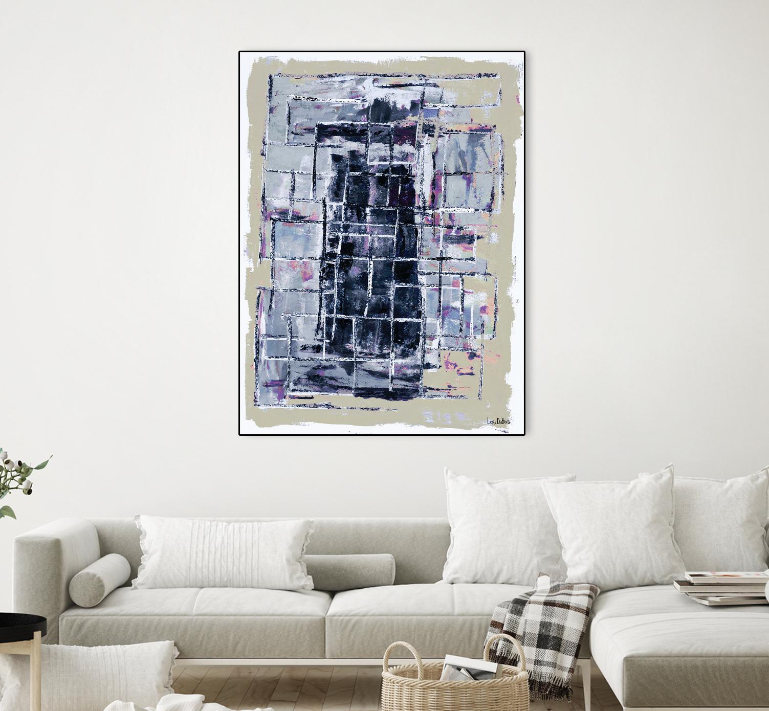 Gates – Neutral Navy - 1 by Lori Dubois on GIANT ART - black linear