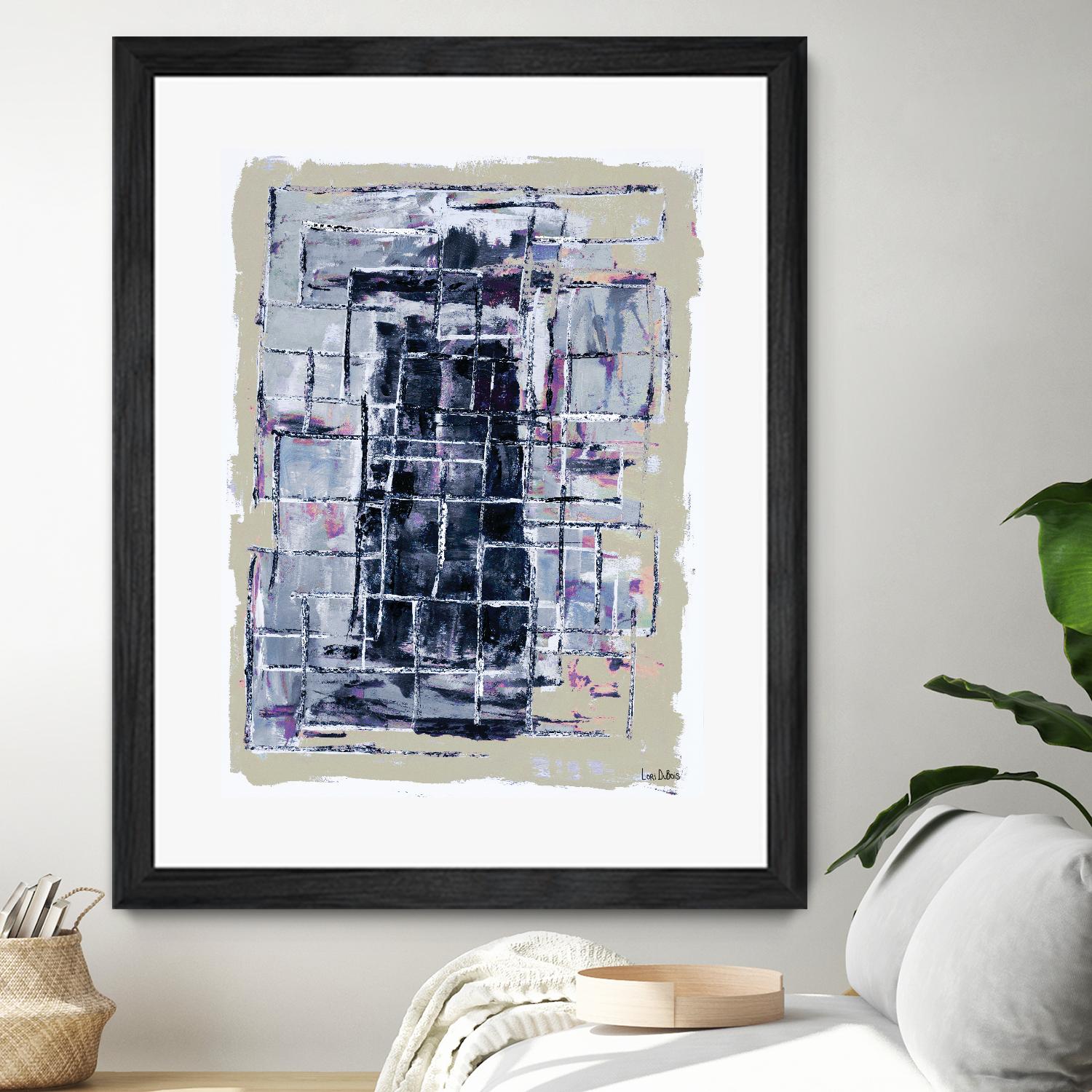 Gates – Neutral Navy - 1 by Lori Dubois on GIANT ART - black linear