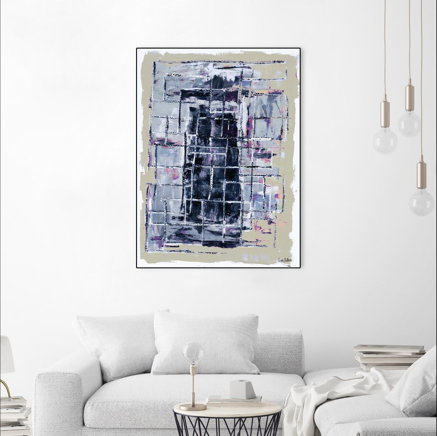 Gates – Neutral Navy - 1 by Lori Dubois on GIANT ART - black linear
