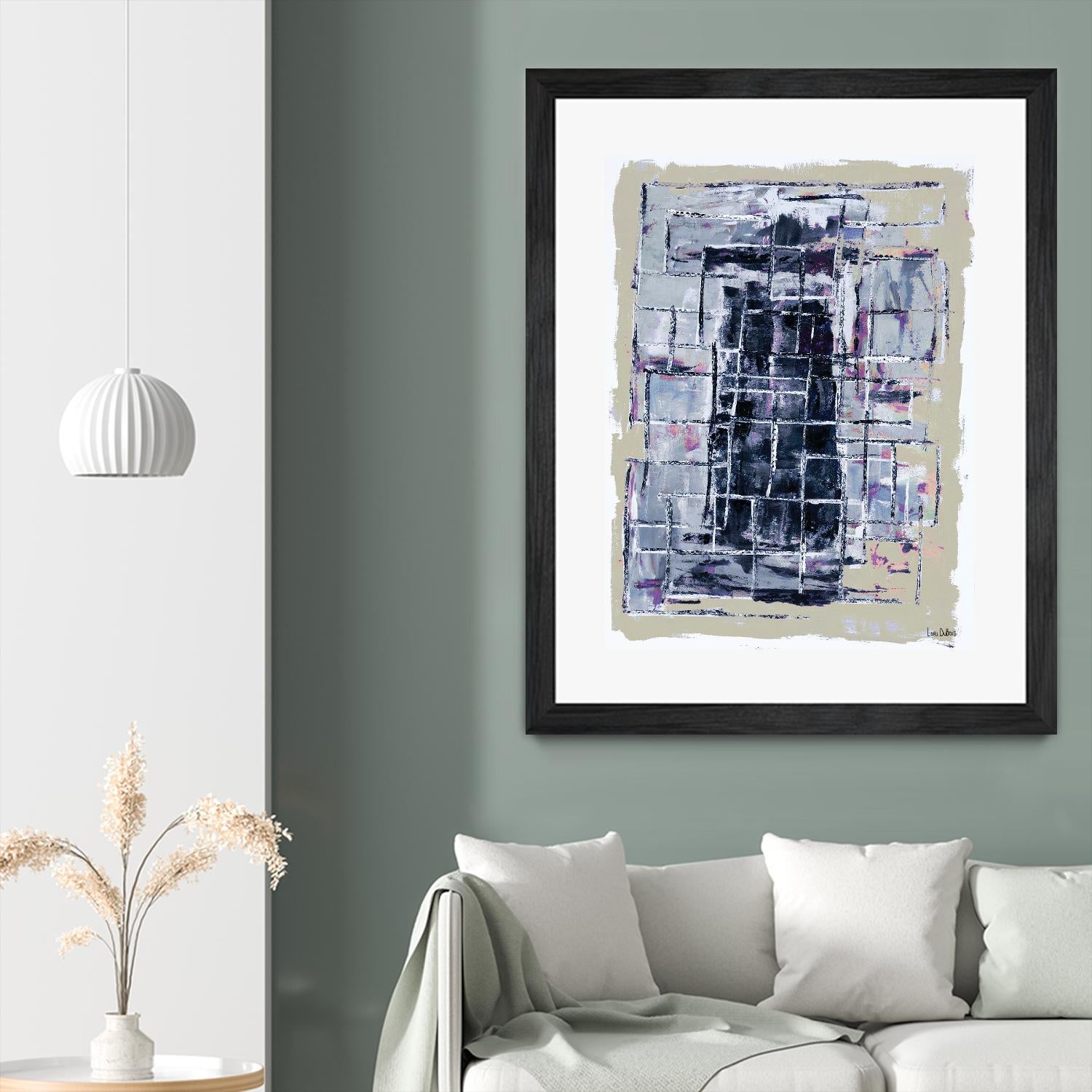 Gates – Neutral Navy - 1 by Lori Dubois on GIANT ART - black linear