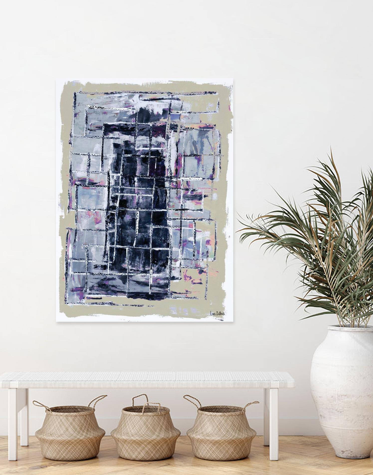 Gates – Neutral Navy - 1 by Lori Dubois on GIANT ART - black linear