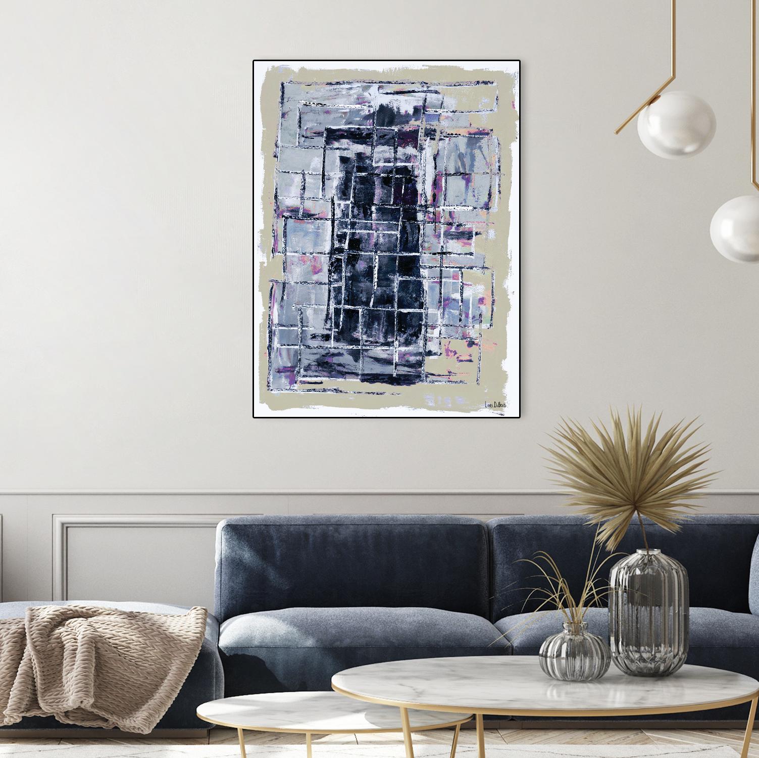 Gates – Neutral Navy - 1 by Lori Dubois on GIANT ART - black linear