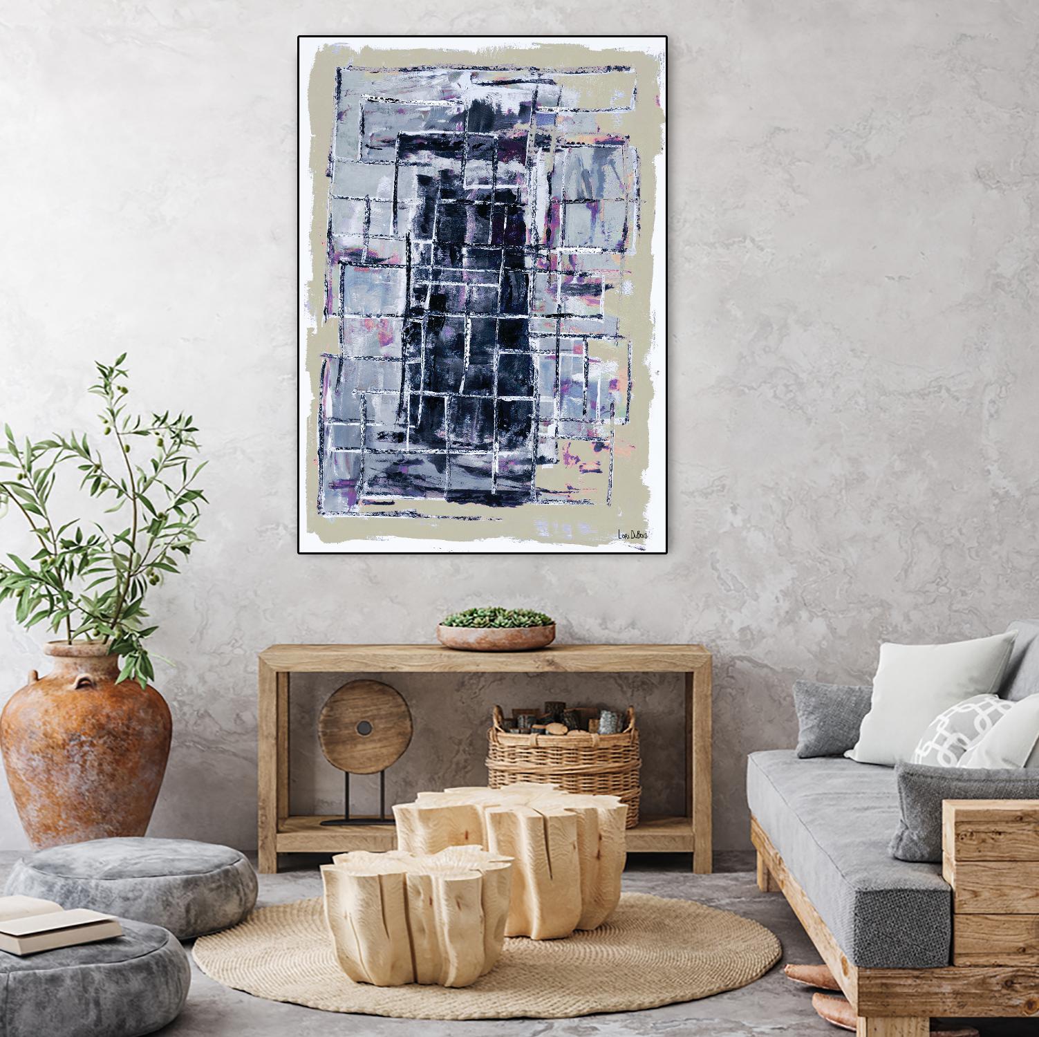 Gates – Neutral Navy - 1 by Lori Dubois on GIANT ART - black linear