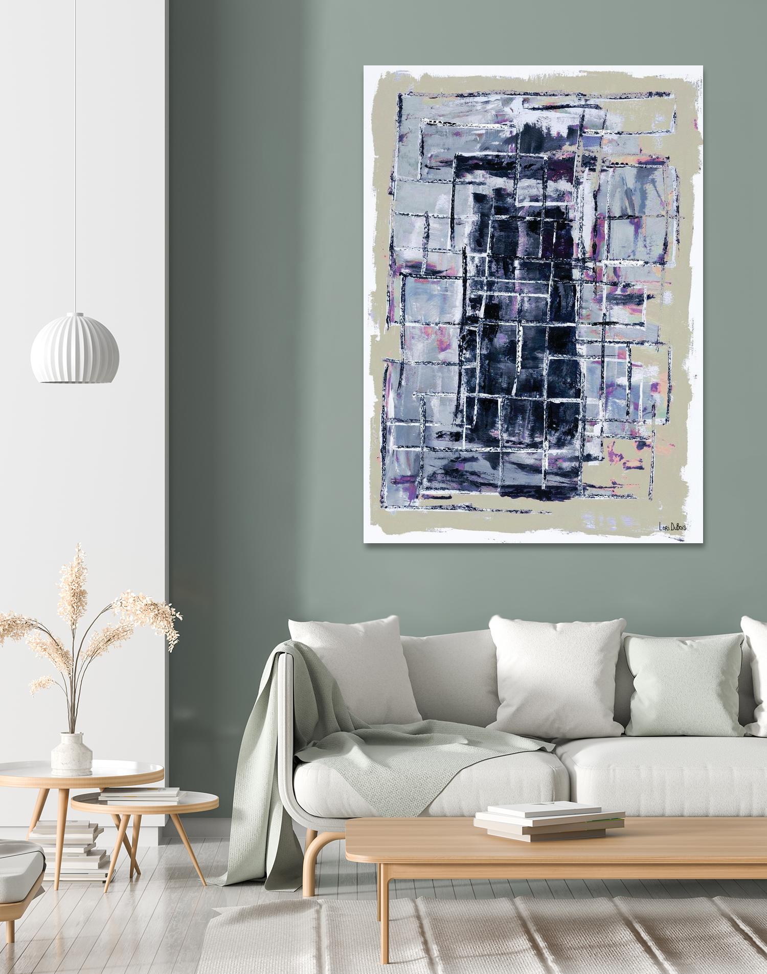Gates – Neutral Navy - 1 by Lori Dubois on GIANT ART - black linear