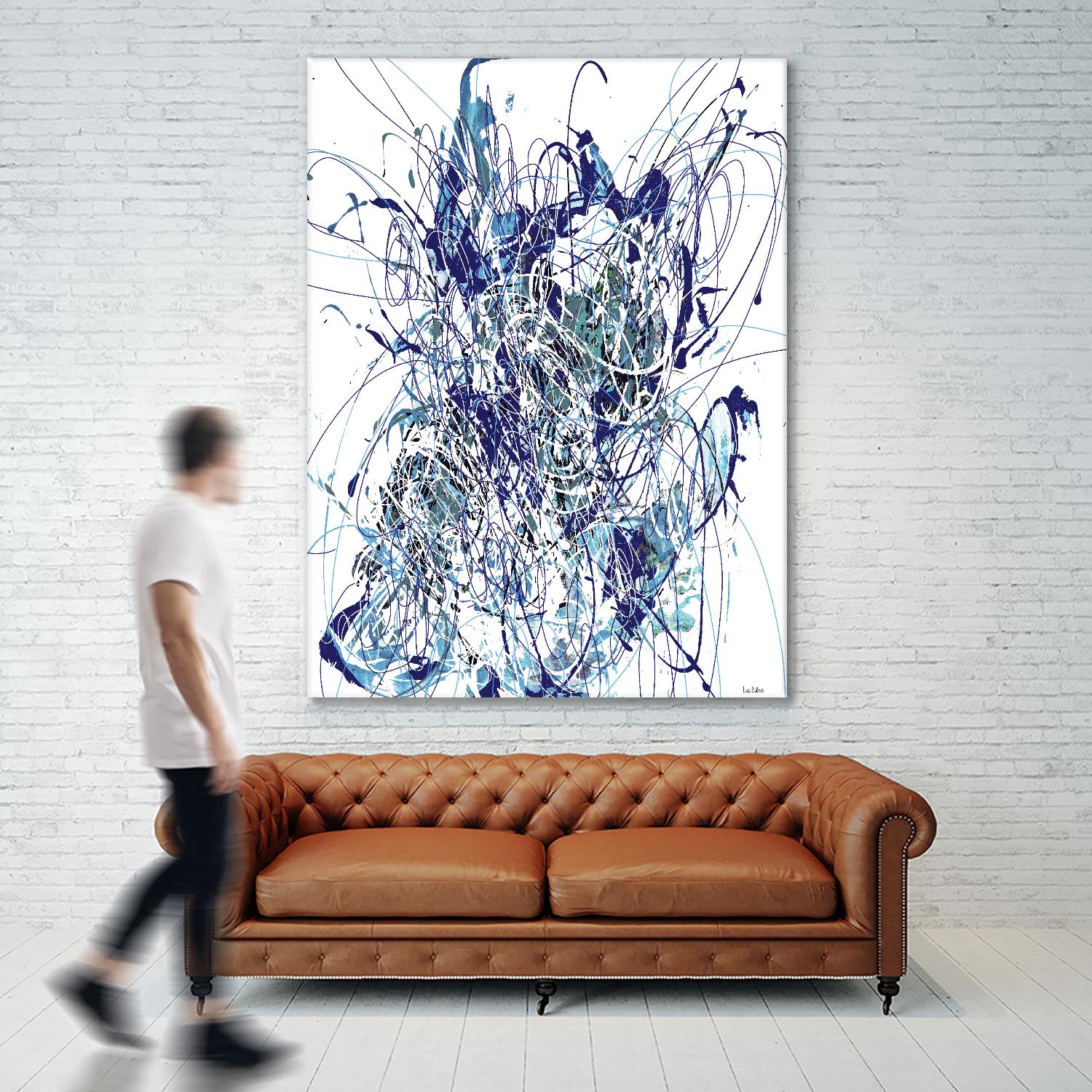Weave - Blue - 1 by Lori Dubois on GIANT ART - blue linear mixed up