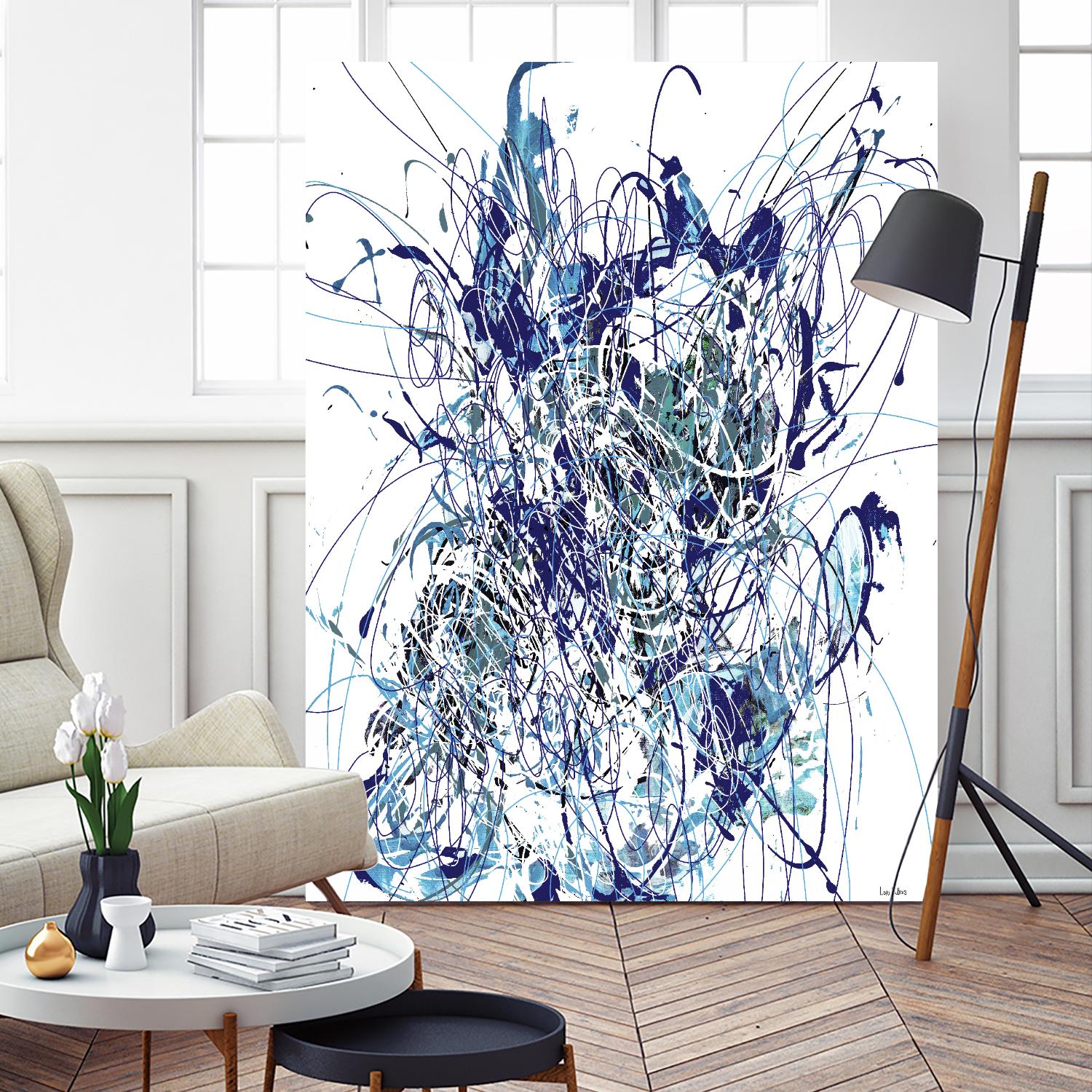 Weave - Blue - 1 by Lori Dubois on GIANT ART - blue linear mixed up
