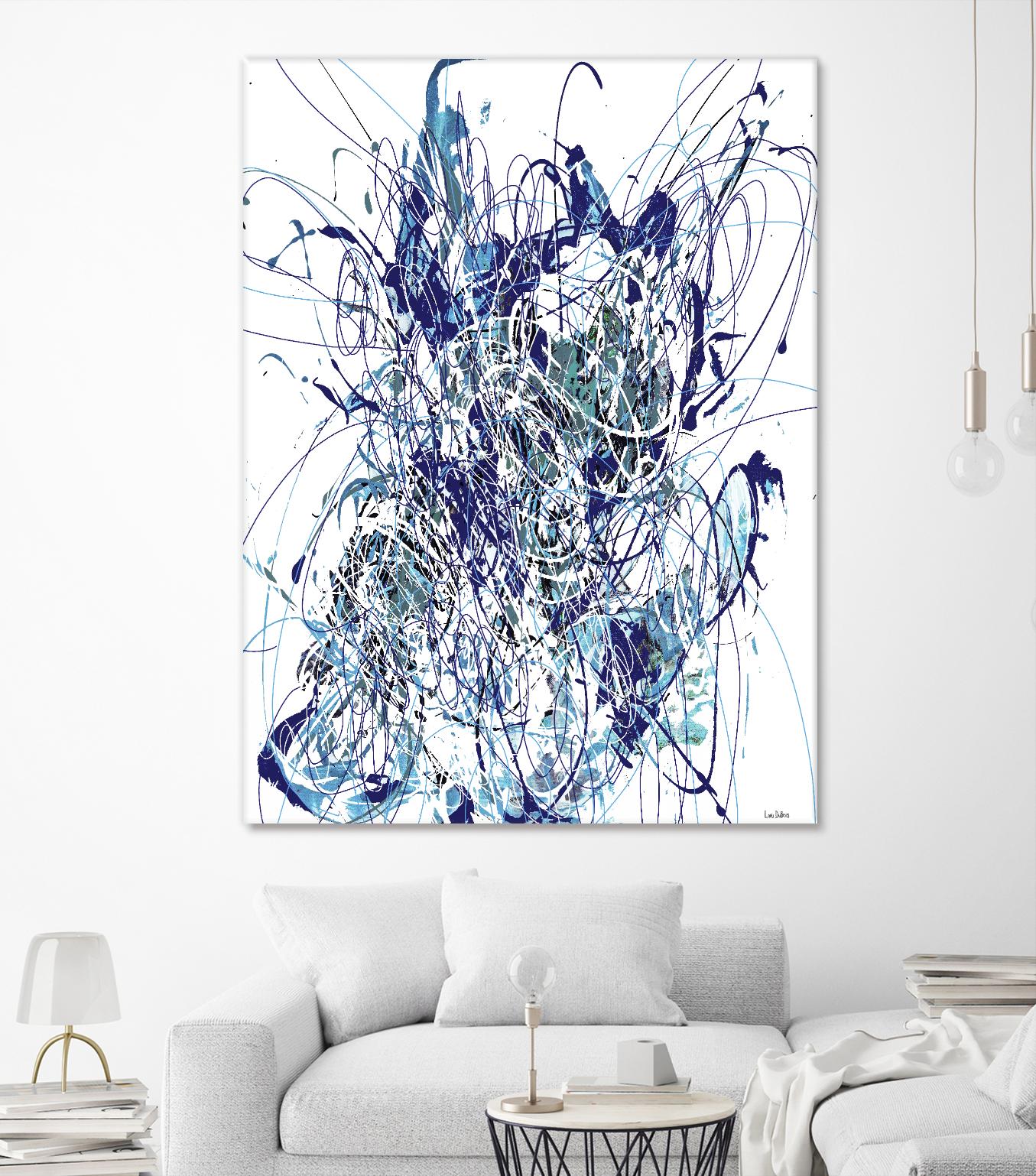 Weave - Blue - 1 by Lori Dubois on GIANT ART - blue linear mixed up