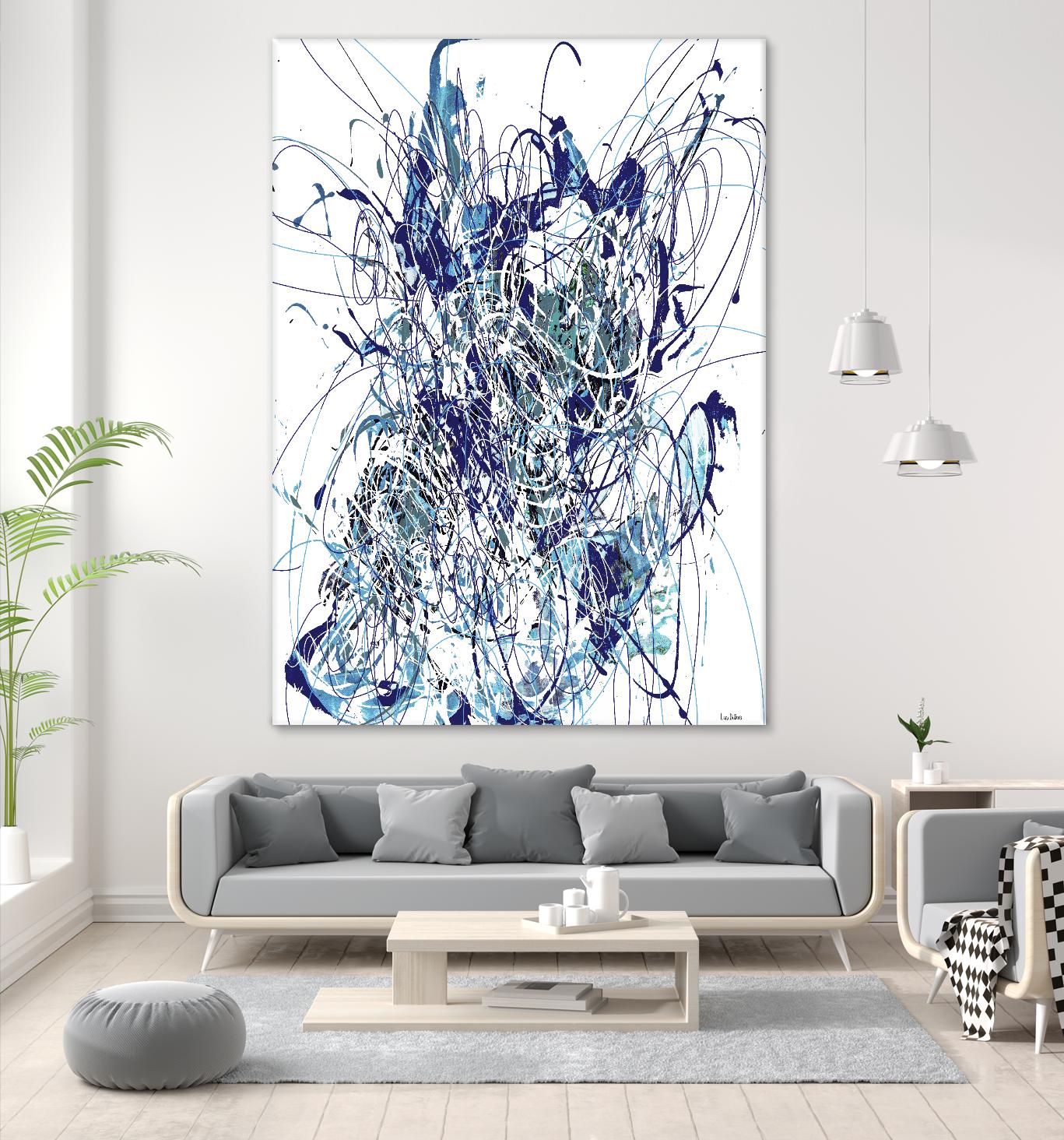 Weave - Blue - 1 by Lori Dubois on GIANT ART - blue linear mixed up