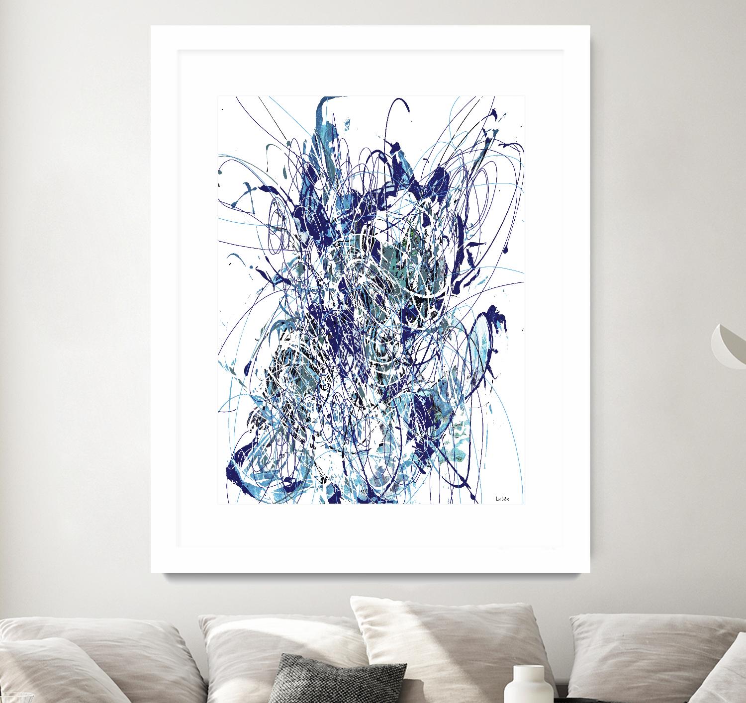 Weave - Blue - 1 by Lori Dubois on GIANT ART - blue linear mixed up