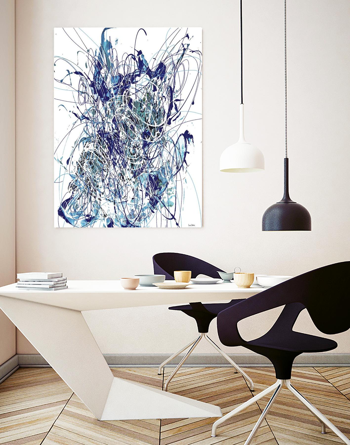 Weave - Blue - 1 by Lori Dubois on GIANT ART - blue linear mixed up