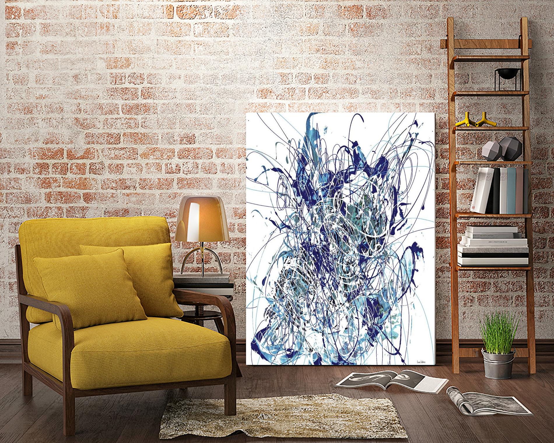 Weave - Blue - 1 by Lori Dubois on GIANT ART - blue linear mixed up