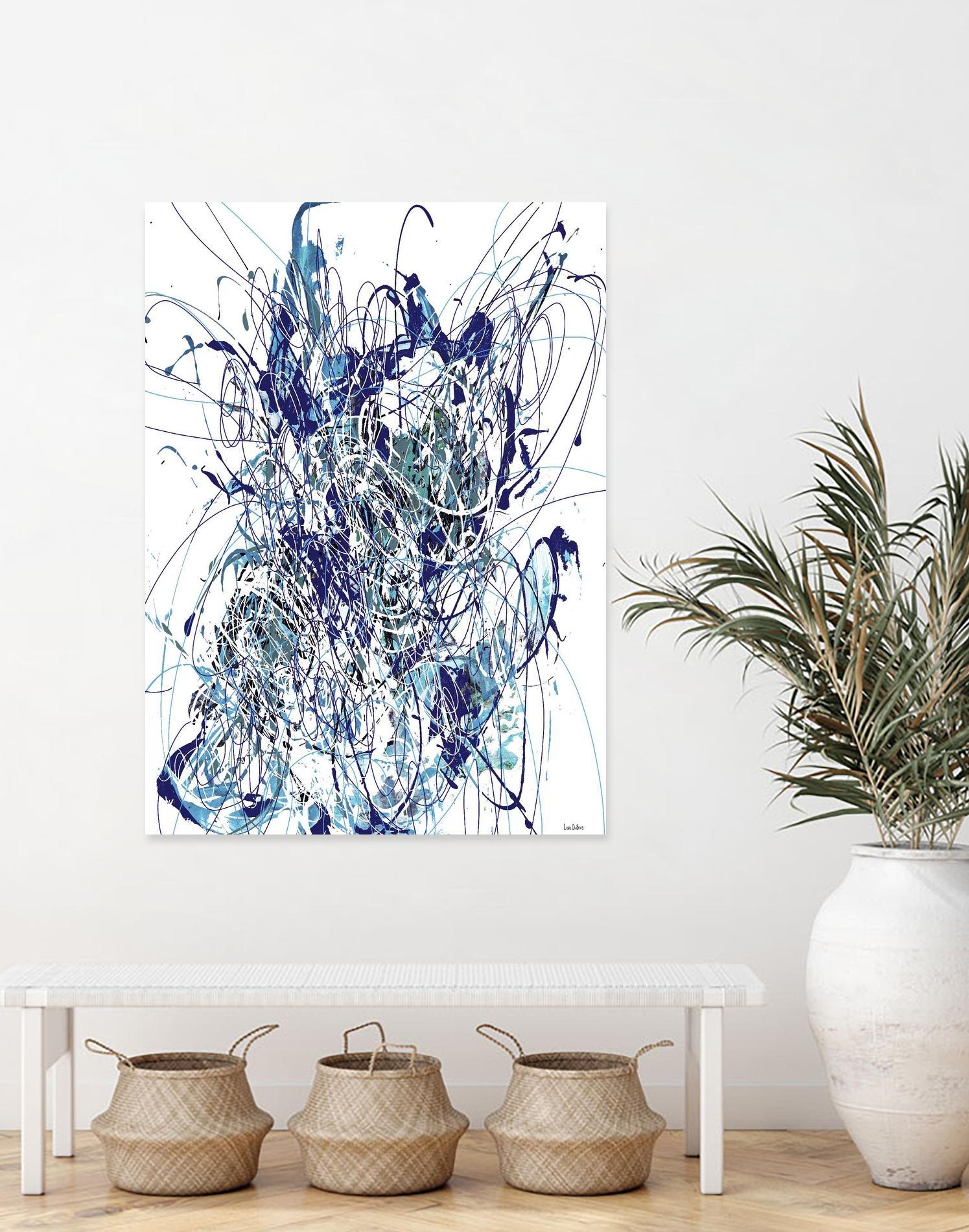Weave - Blue - 1 by Lori Dubois on GIANT ART - blue linear mixed up