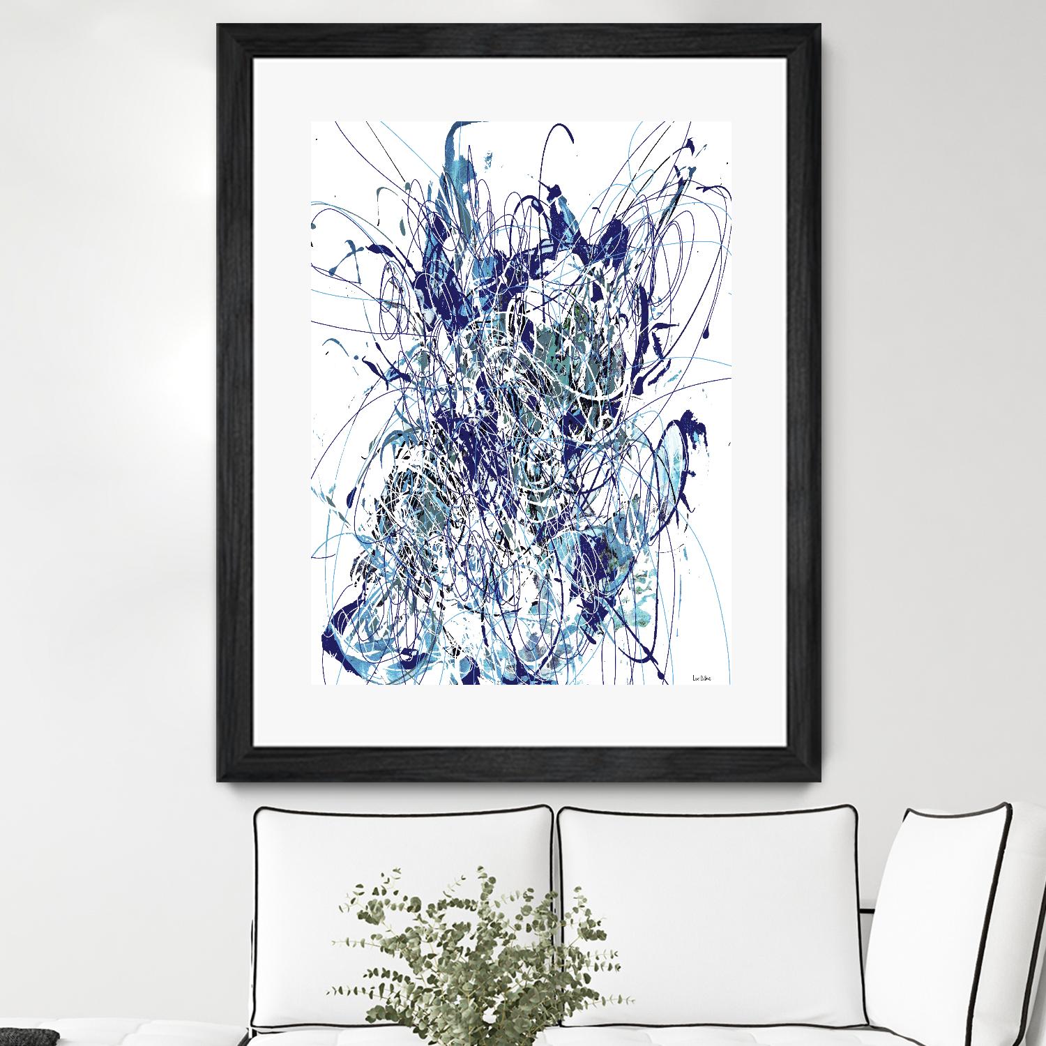 Weave - Blue - 1 by Lori Dubois on GIANT ART - blue linear mixed up