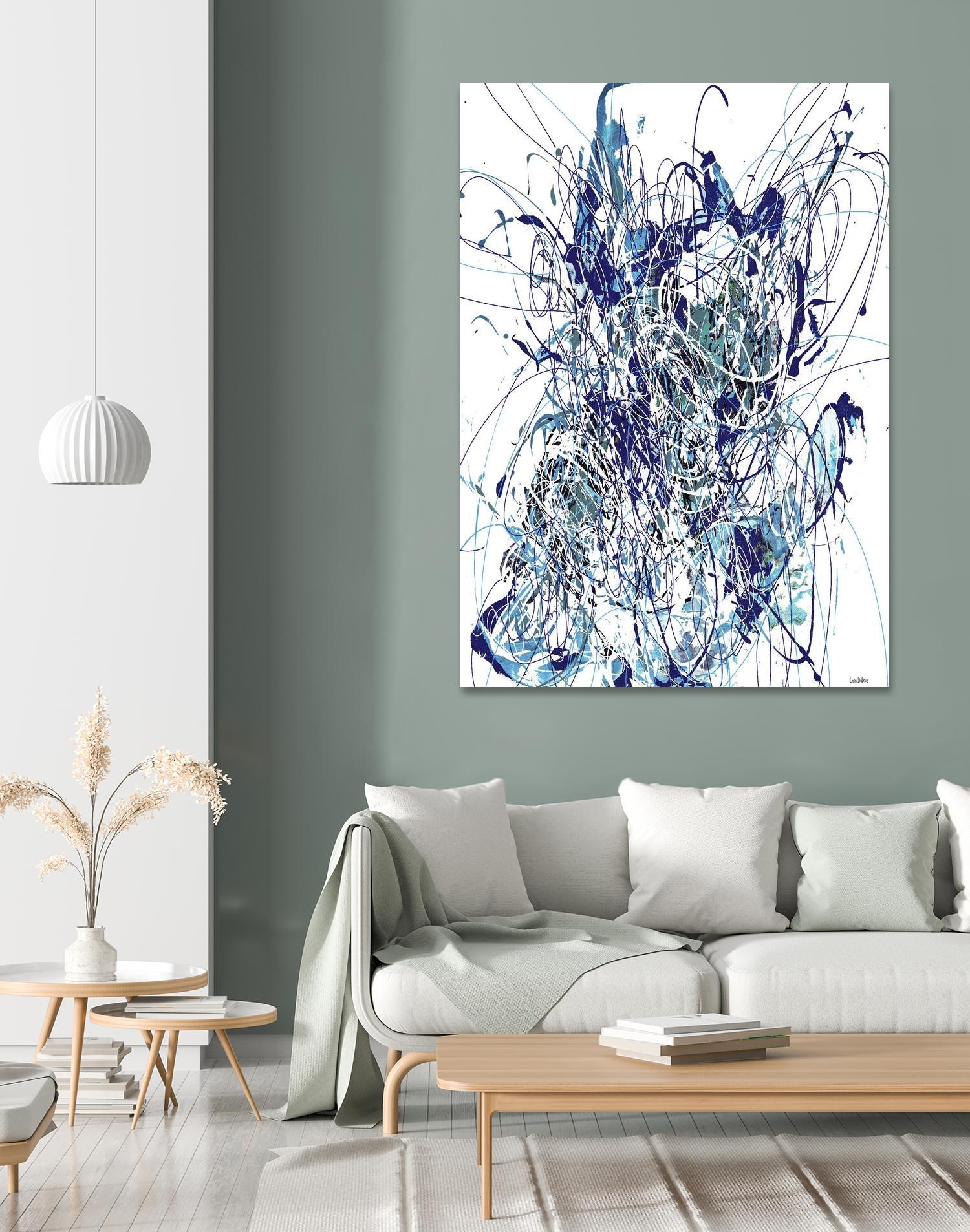 Weave - Blue - 1 by Lori Dubois on GIANT ART - blue linear mixed up