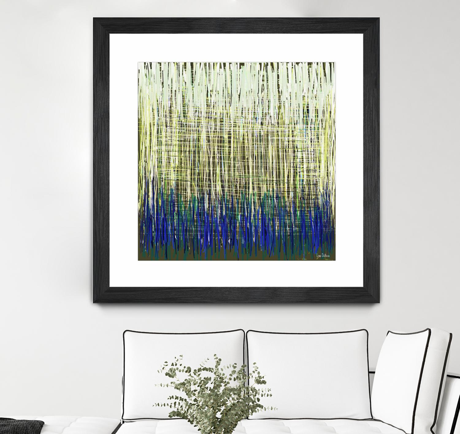 Weave -Blue Gold -C - 2 by Lori Dubois on GIANT ART - blue linear lignes
