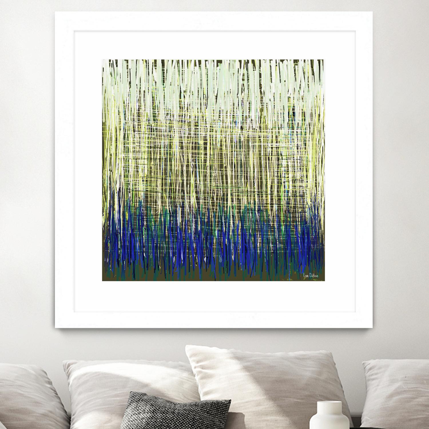 Weave -Blue Gold -C - 2 by Lori Dubois on GIANT ART - blue linear lignes