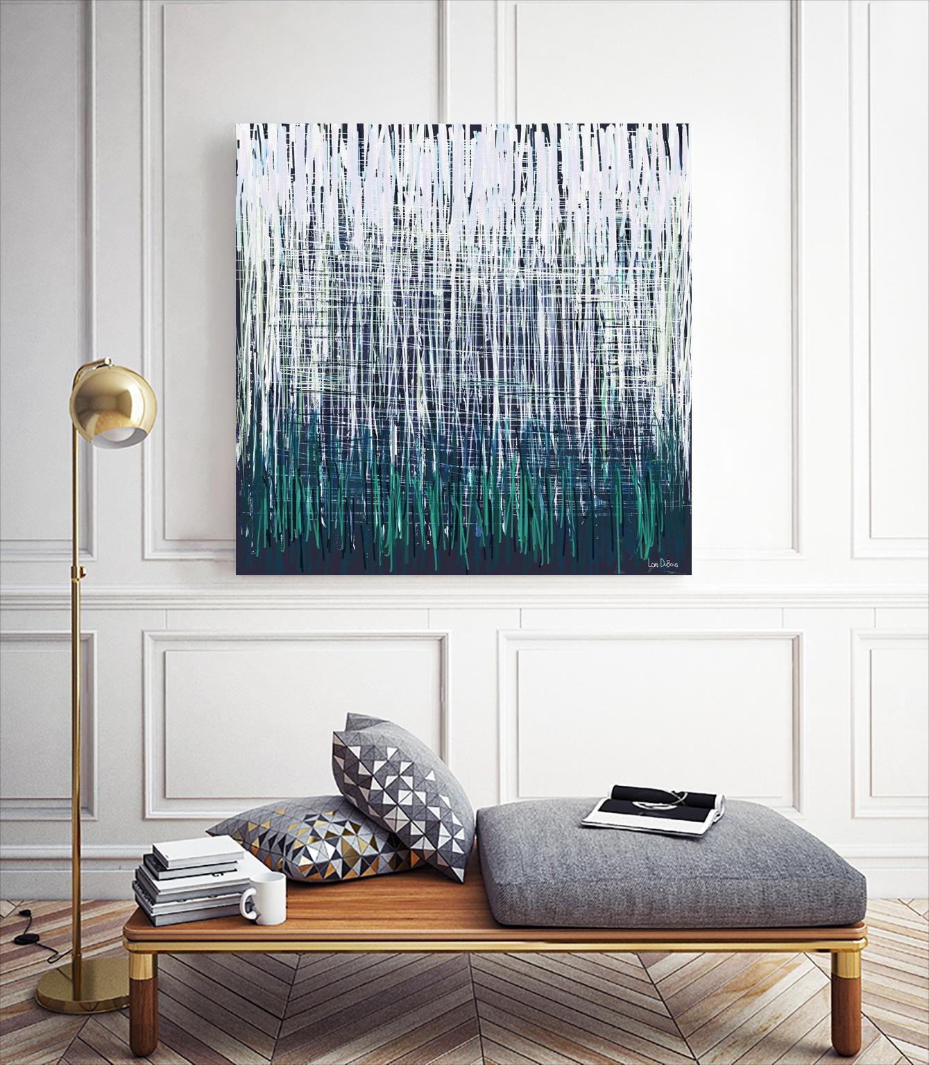 Weave - Light Teal - 4 by Lori Dubois on GIANT ART - green linear artiste québécois
