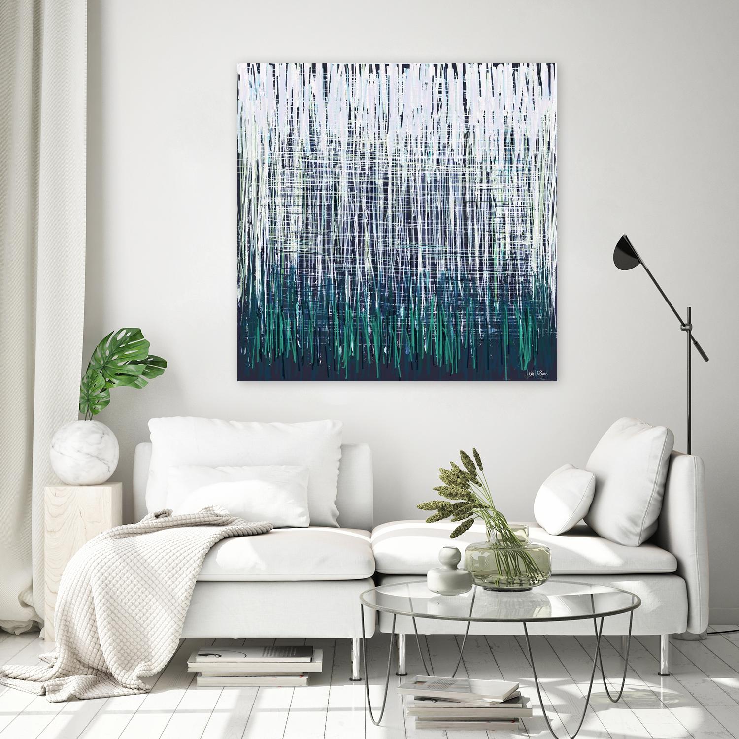 Weave - Light Teal - 4 by Lori Dubois on GIANT ART - green linear artiste québécois