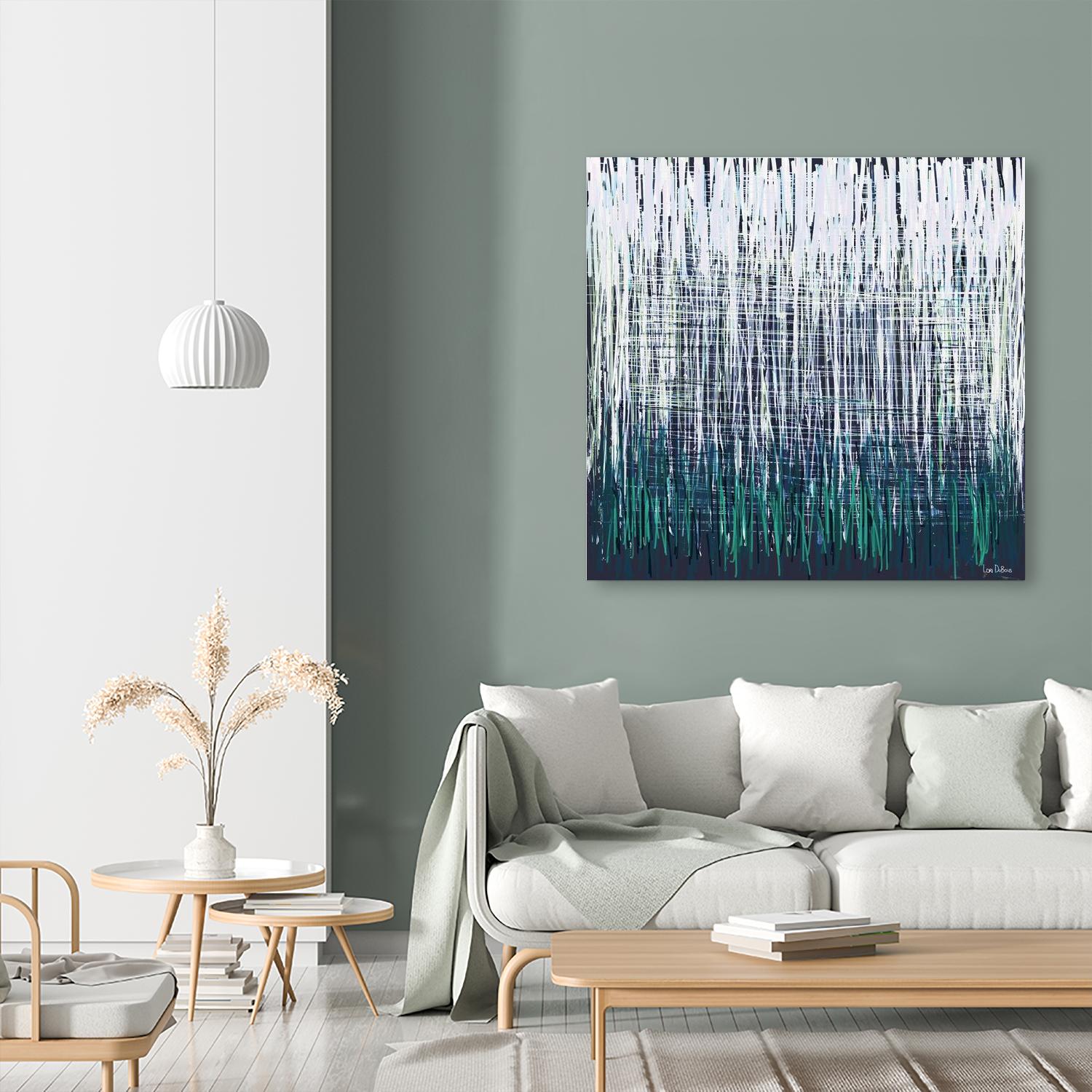 Weave - Light Teal - 4 by Lori Dubois on GIANT ART - green linear artiste québécois
