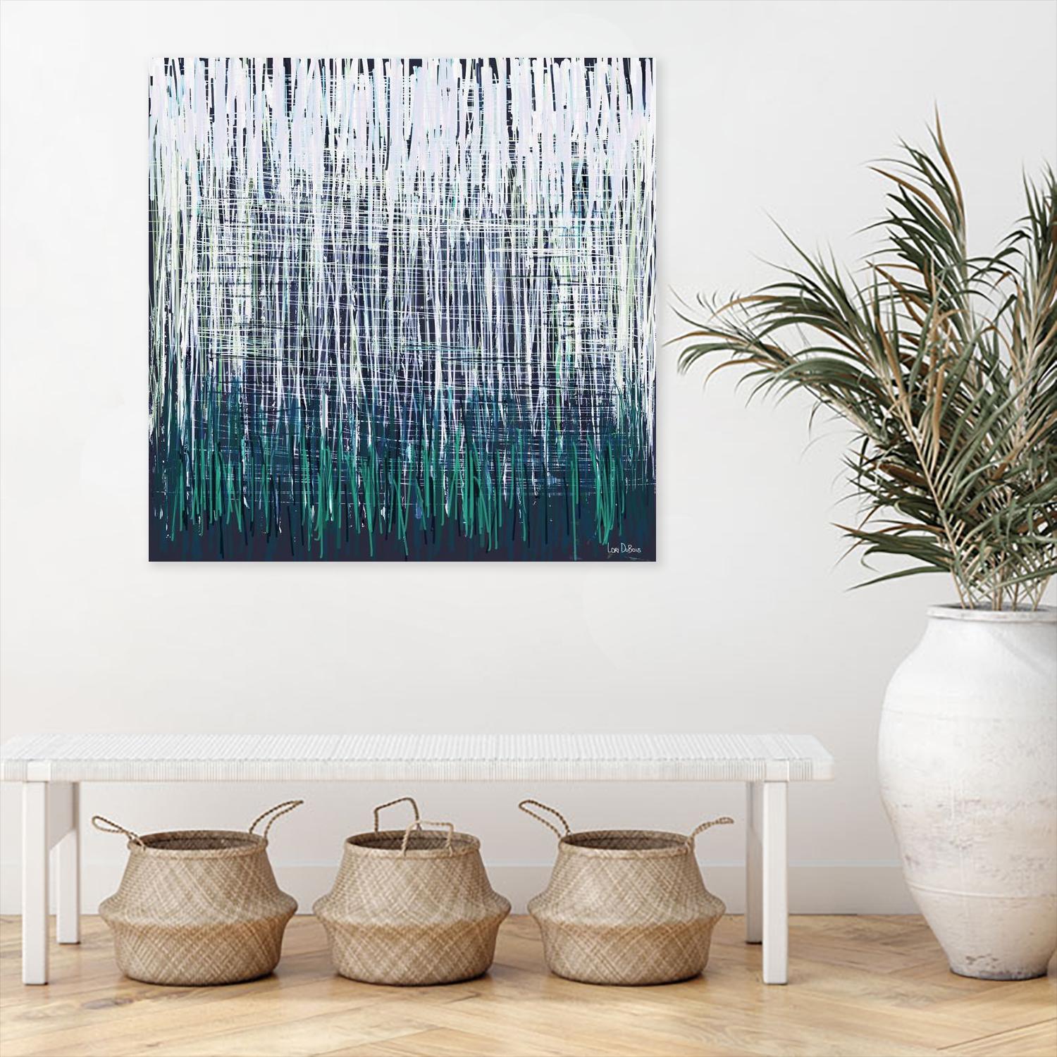 Weave - Light Teal - 4 by Lori Dubois on GIANT ART - green linear artiste québécois