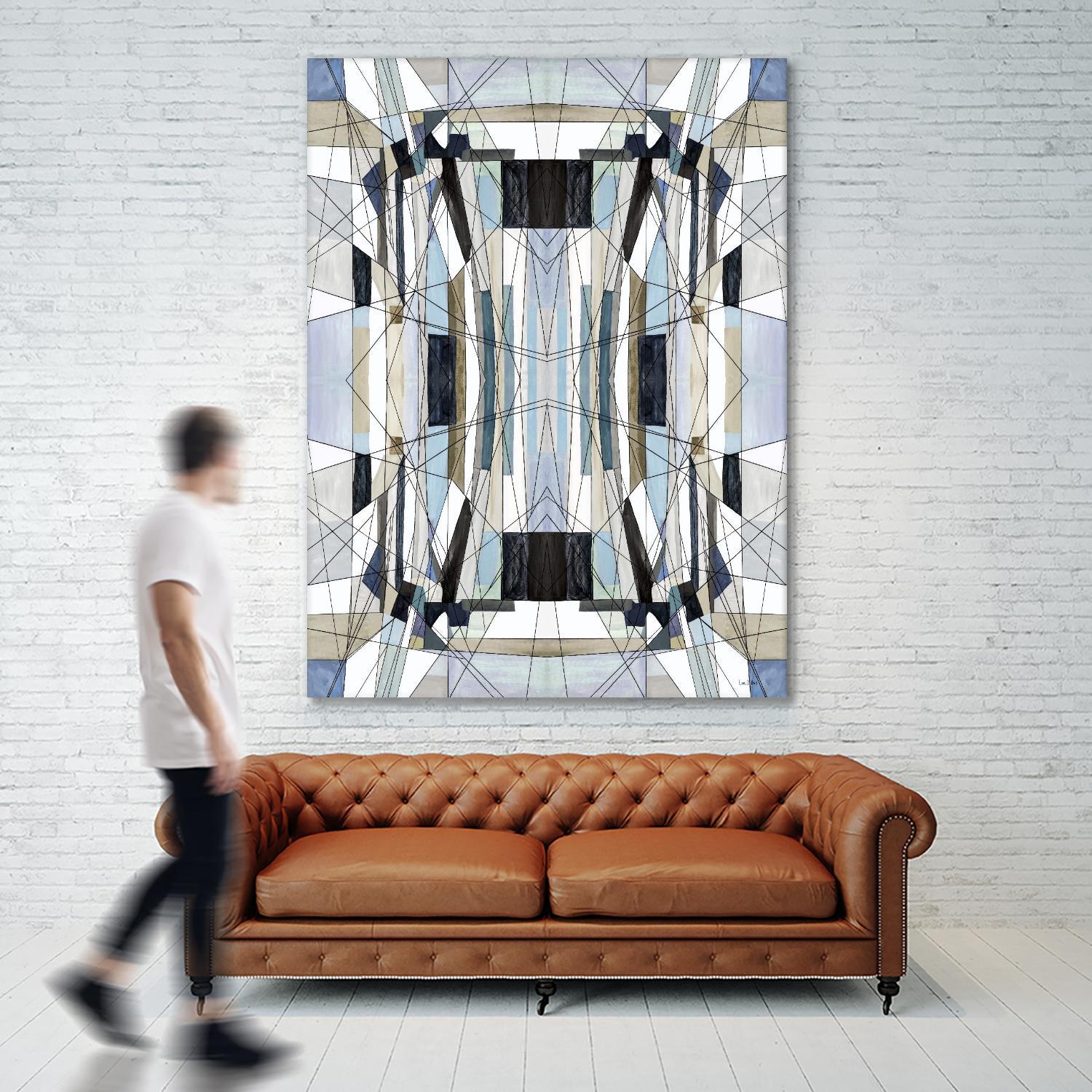 Flagship by Lori Dubois on GIANT ART - blue linear angled black lines