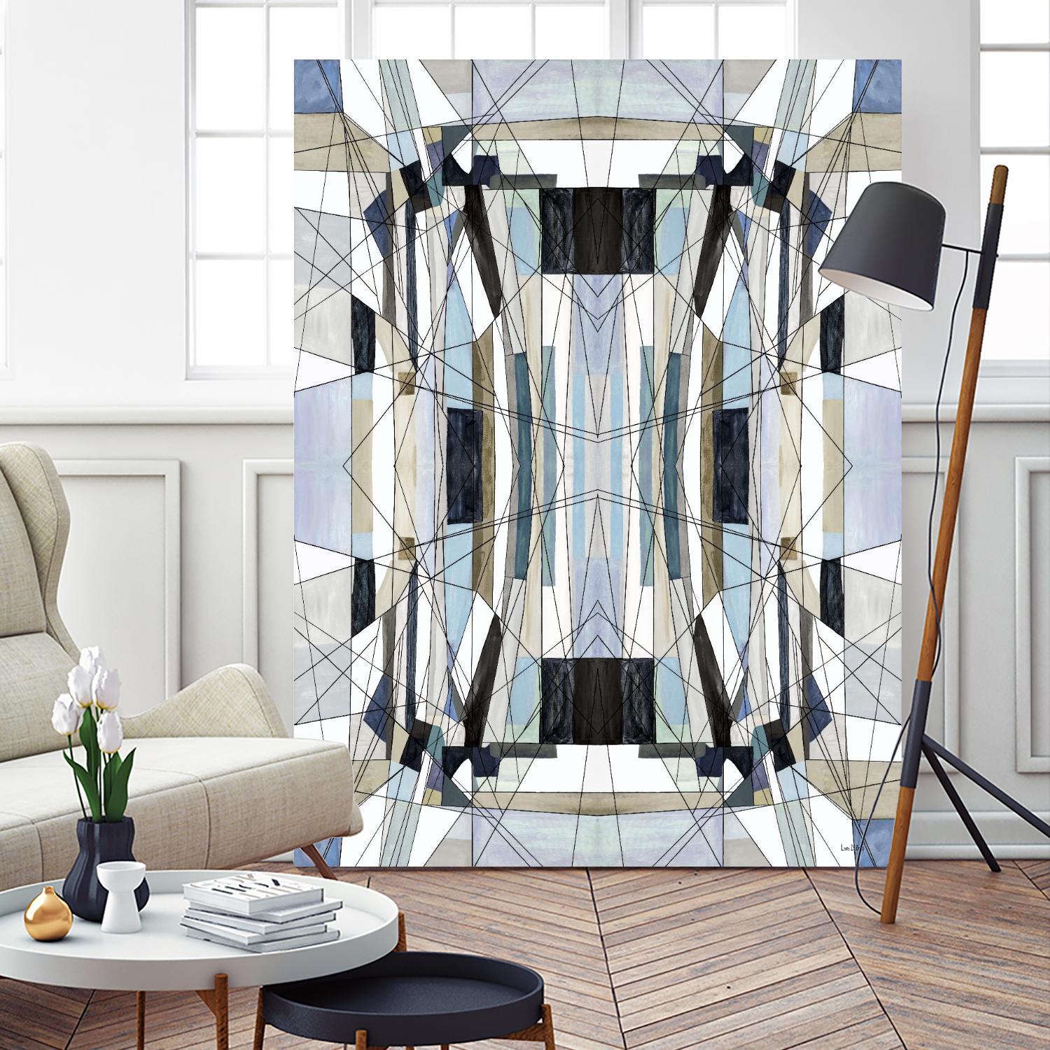 Flagship by Lori Dubois on GIANT ART - blue linear angled black lines