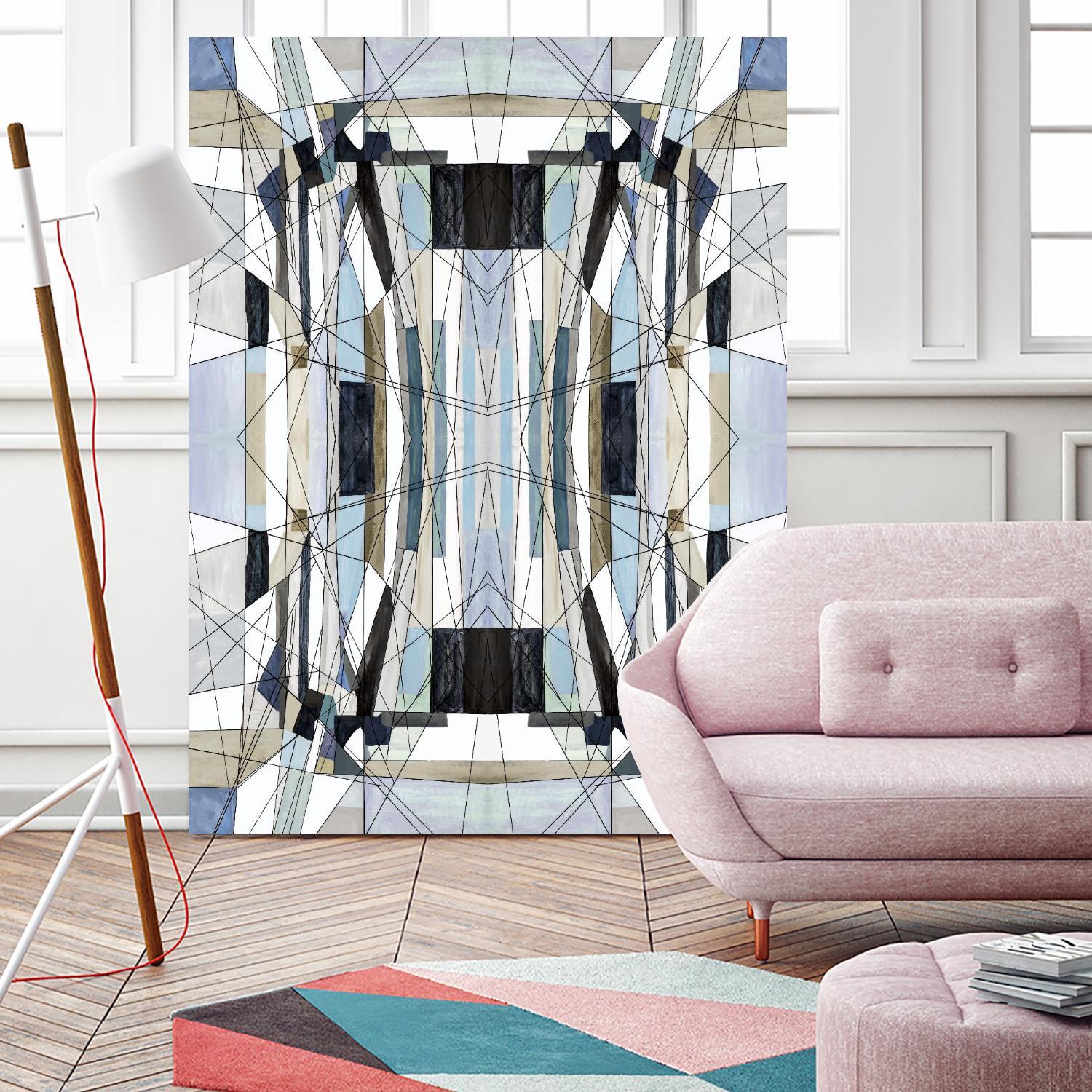 Flagship by Lori Dubois on GIANT ART - blue linear angled black lines