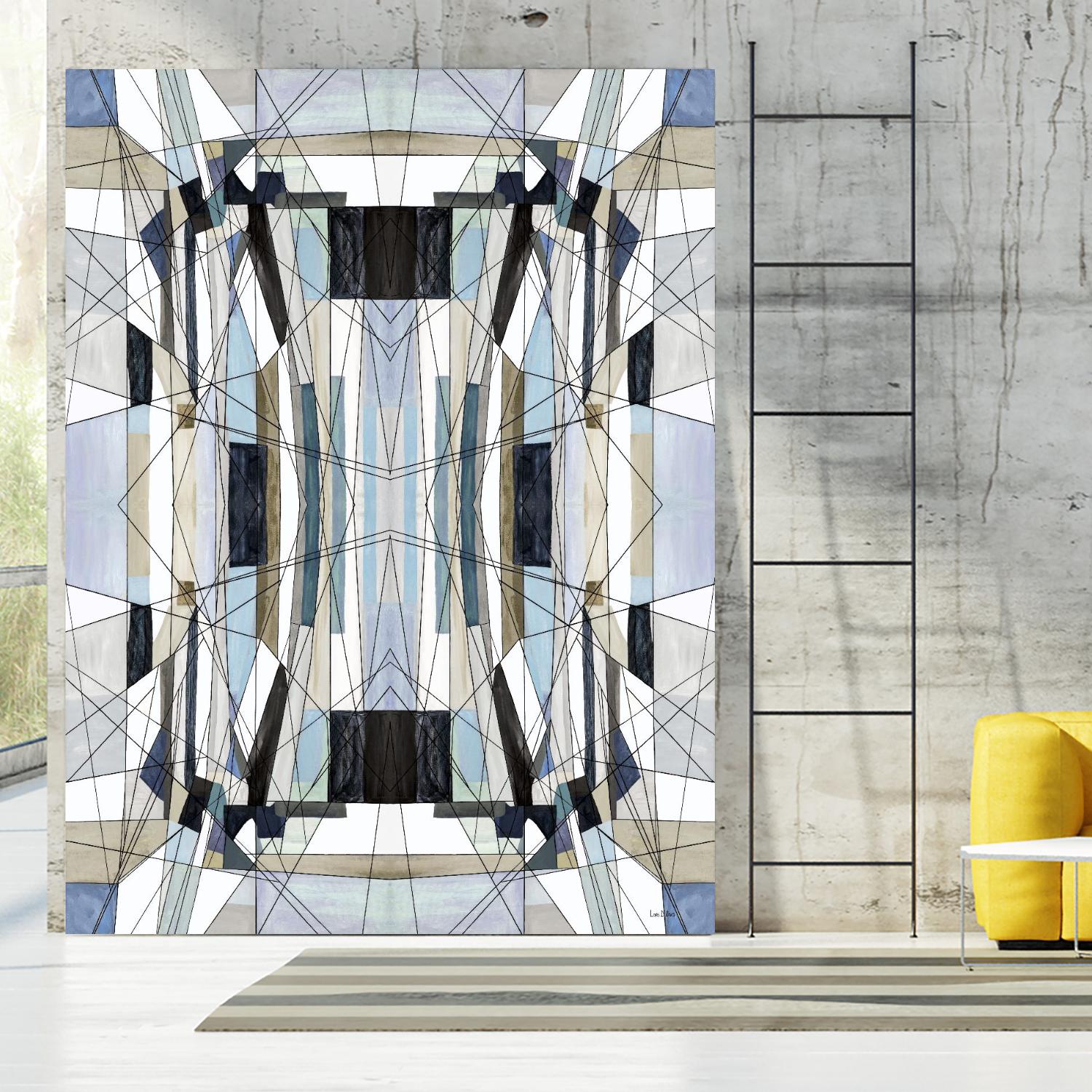 Flagship by Lori Dubois on GIANT ART - blue linear angled black lines