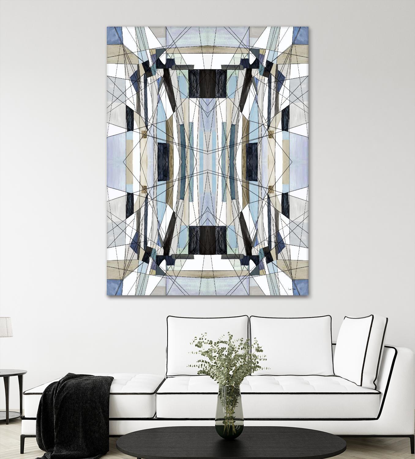 Flagship by Lori Dubois on GIANT ART - blue linear angled black lines