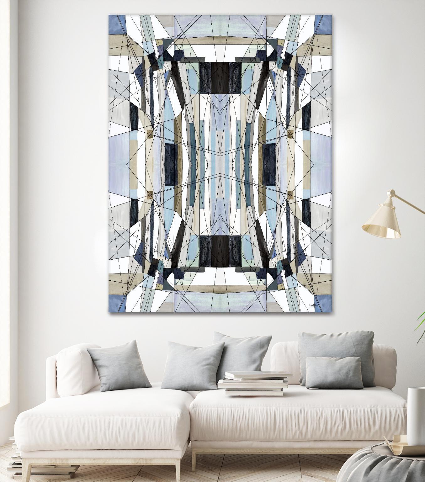 Flagship by Lori Dubois on GIANT ART - blue linear angled black lines