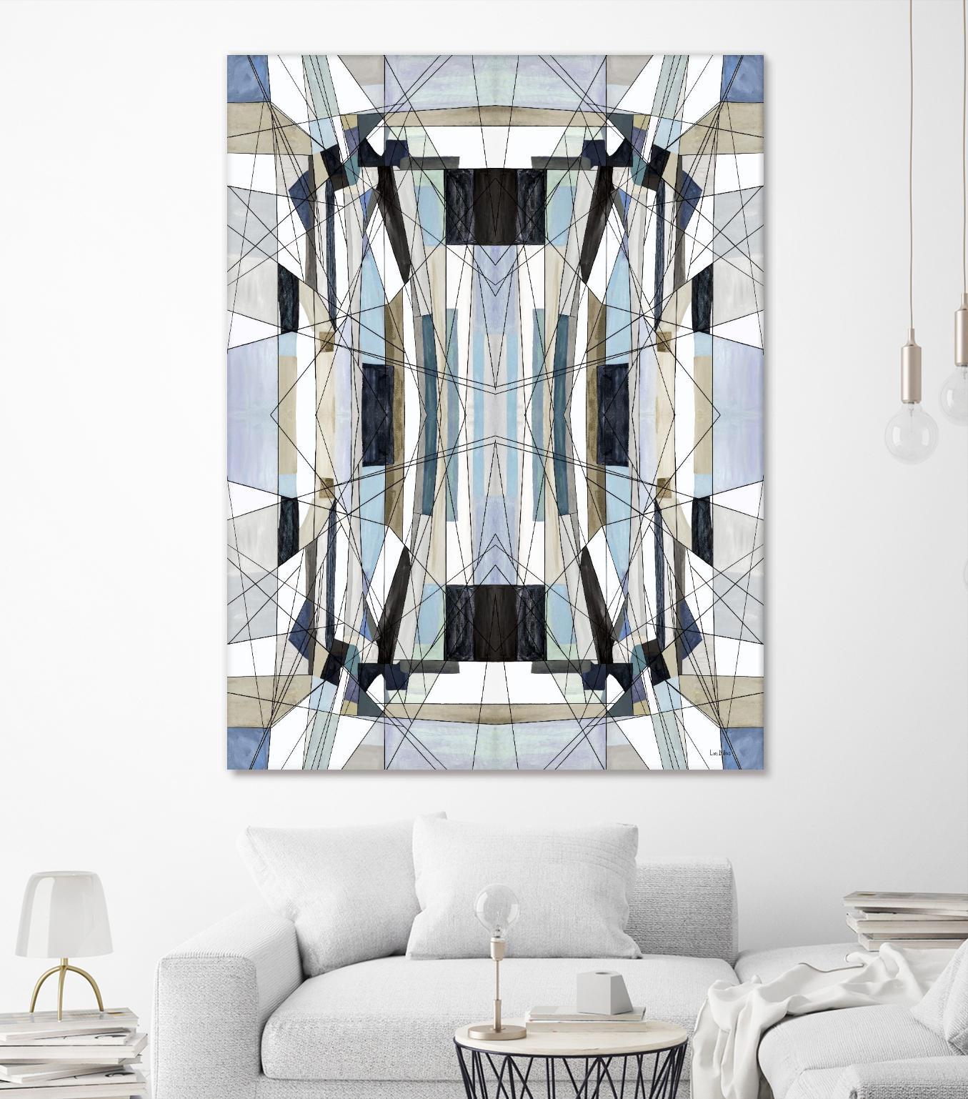 Flagship by Lori Dubois on GIANT ART - blue linear angled black lines