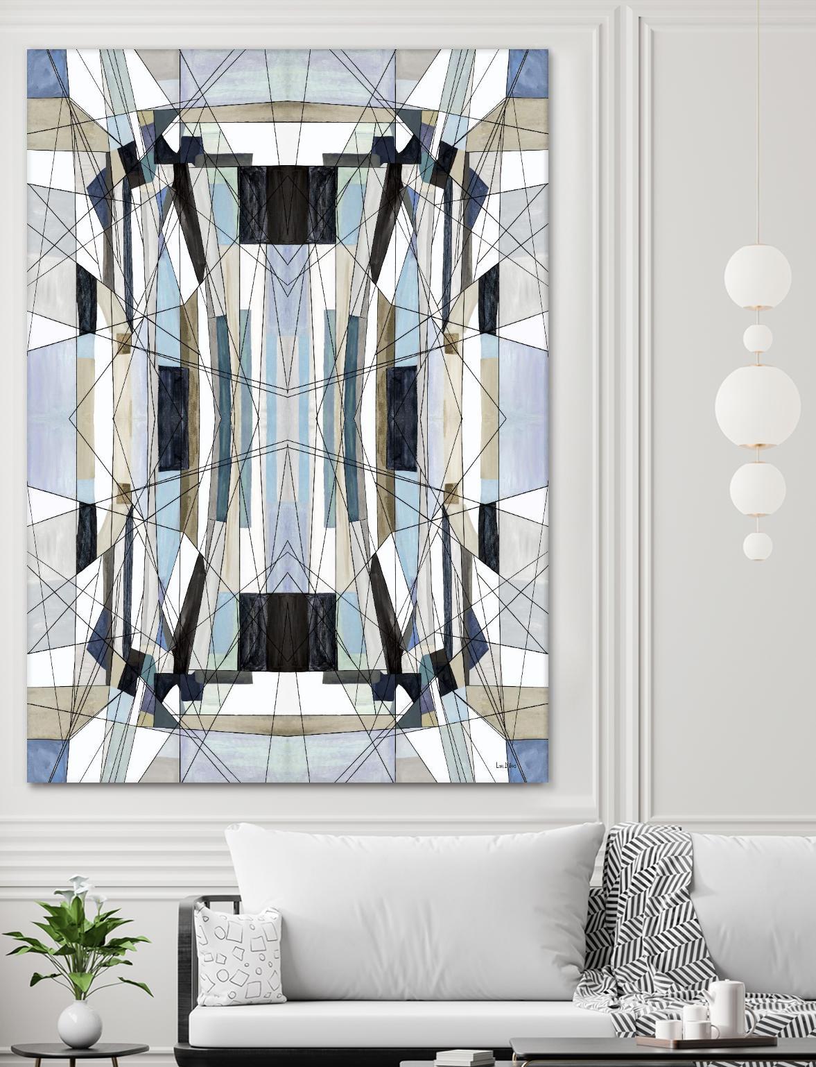 Flagship by Lori Dubois on GIANT ART - blue linear angled black lines