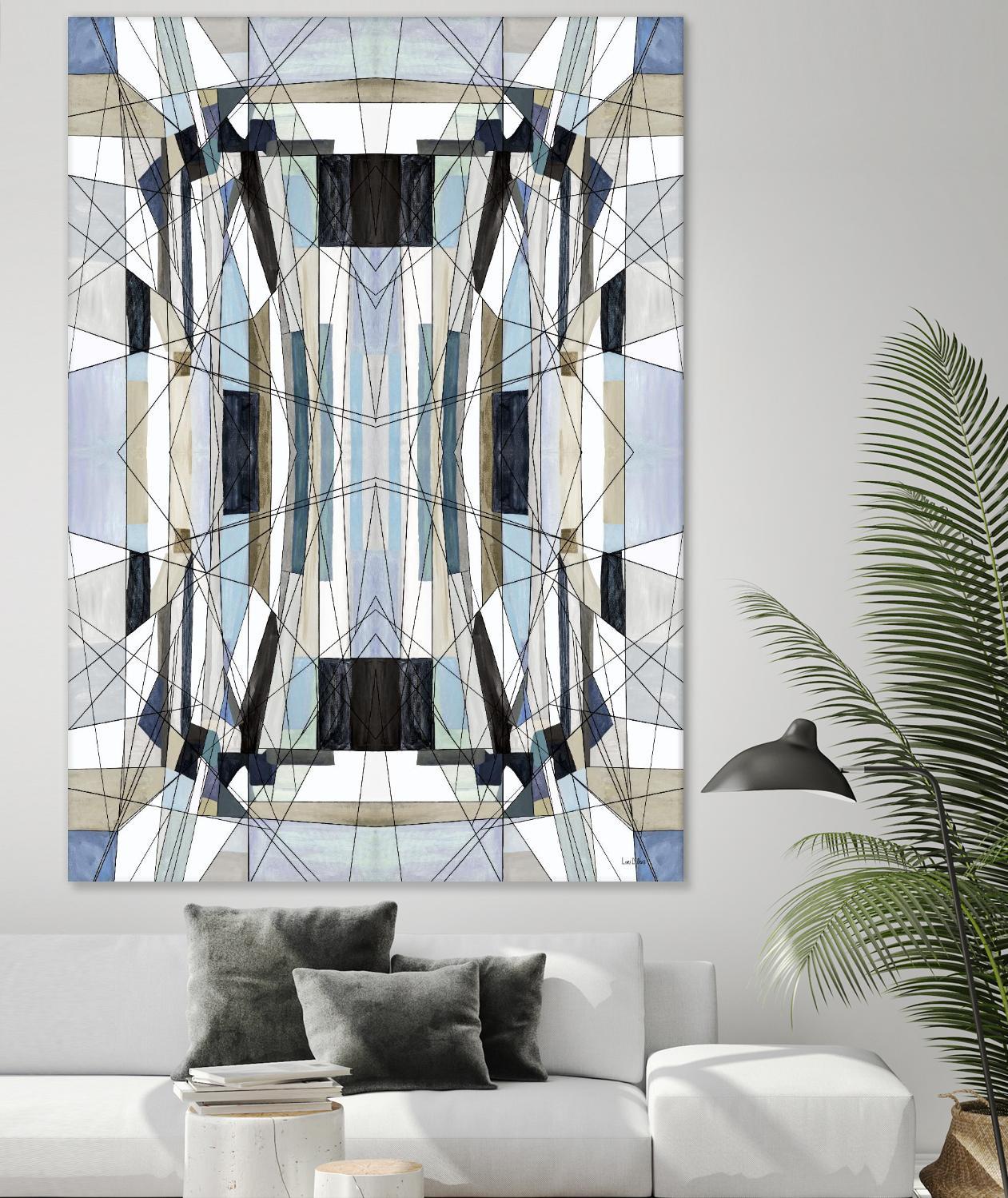 Flagship by Lori Dubois on GIANT ART - blue linear angled black lines