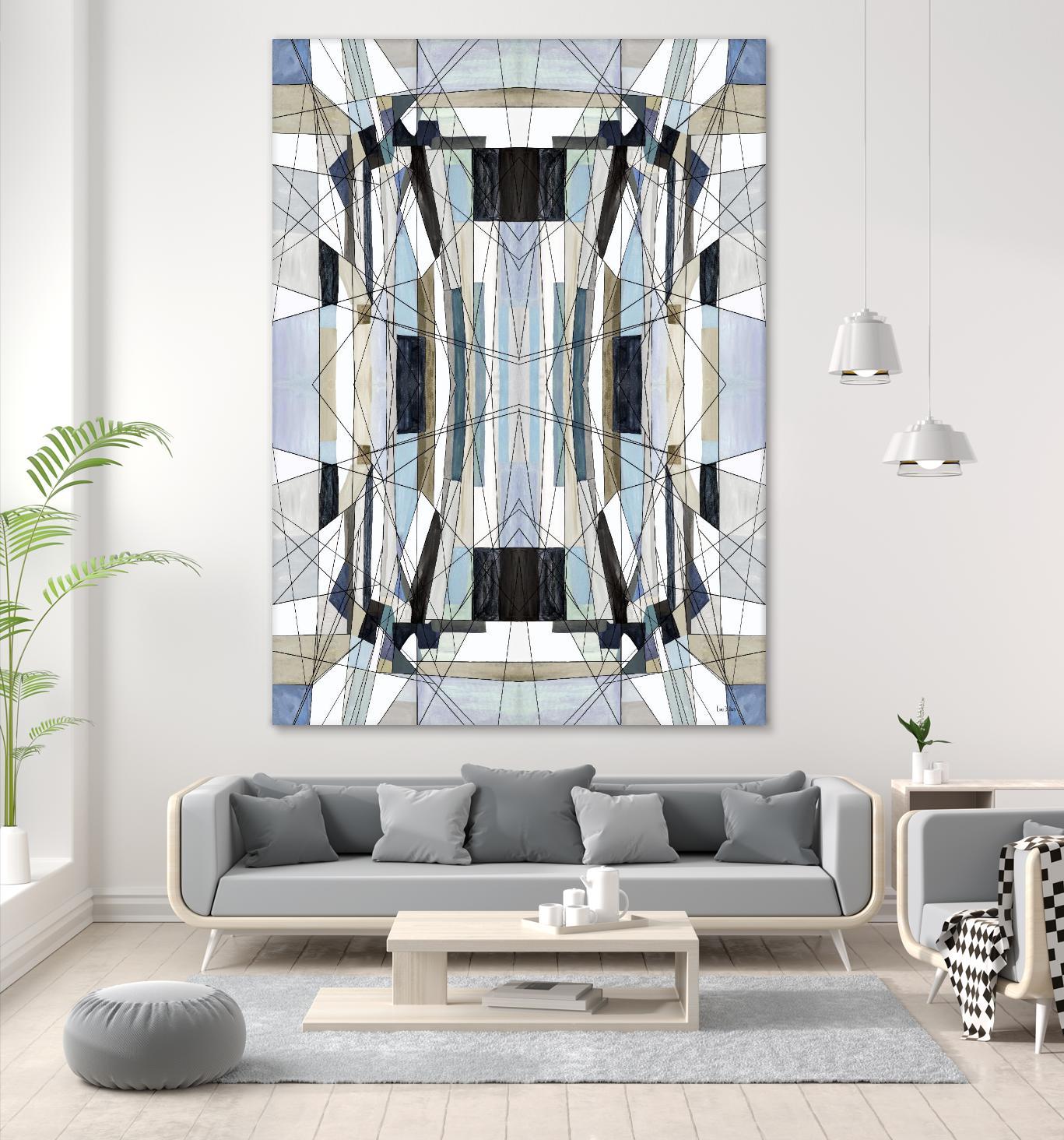 Flagship by Lori Dubois on GIANT ART - blue linear angled black lines