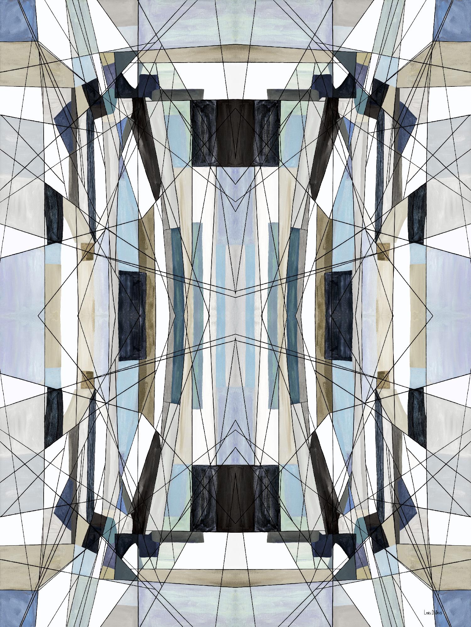 Flagship by Lori Dubois on GIANT ART - blue linear angled black lines