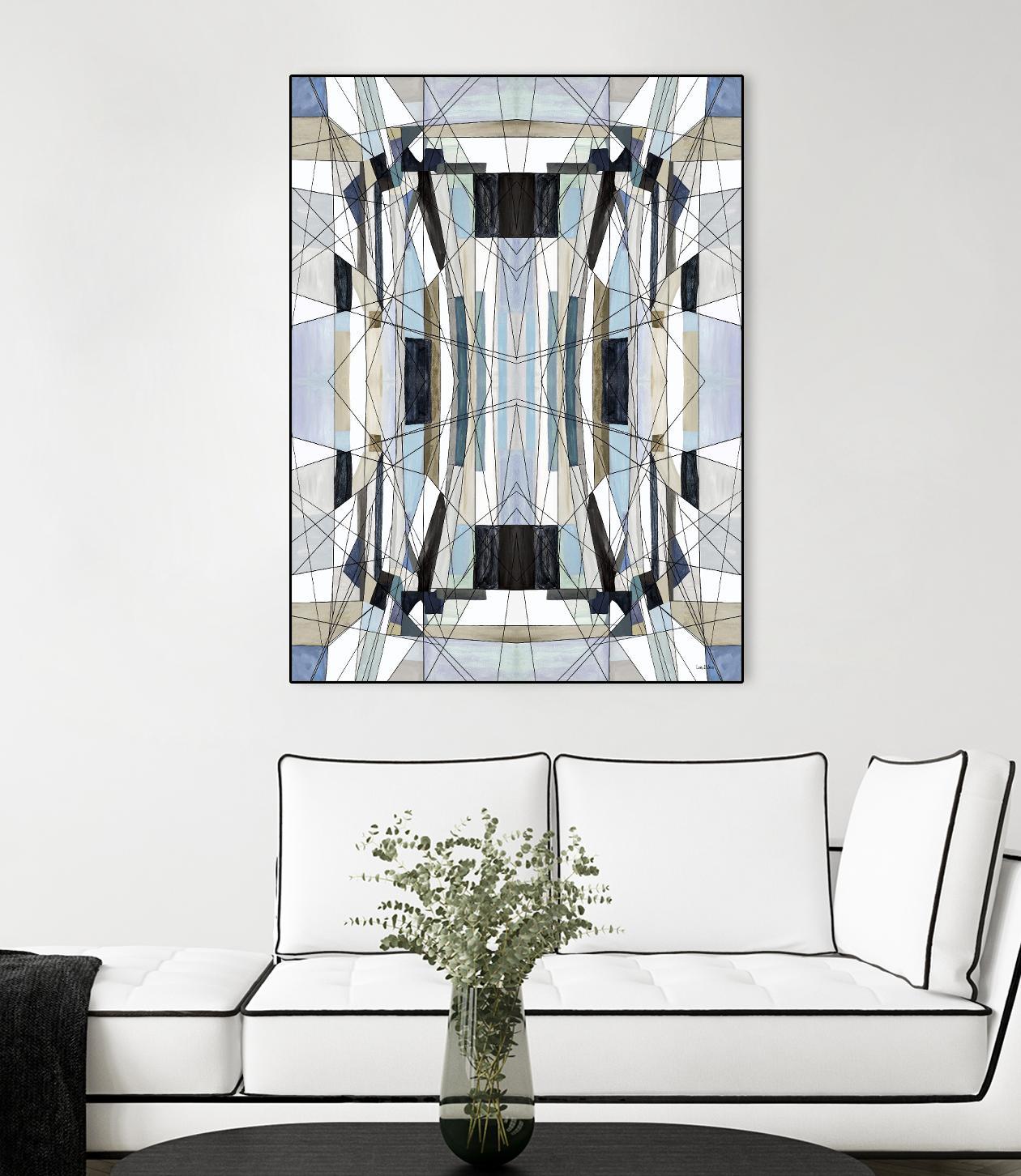 Flagship by Lori Dubois on GIANT ART - blue linear angled black lines