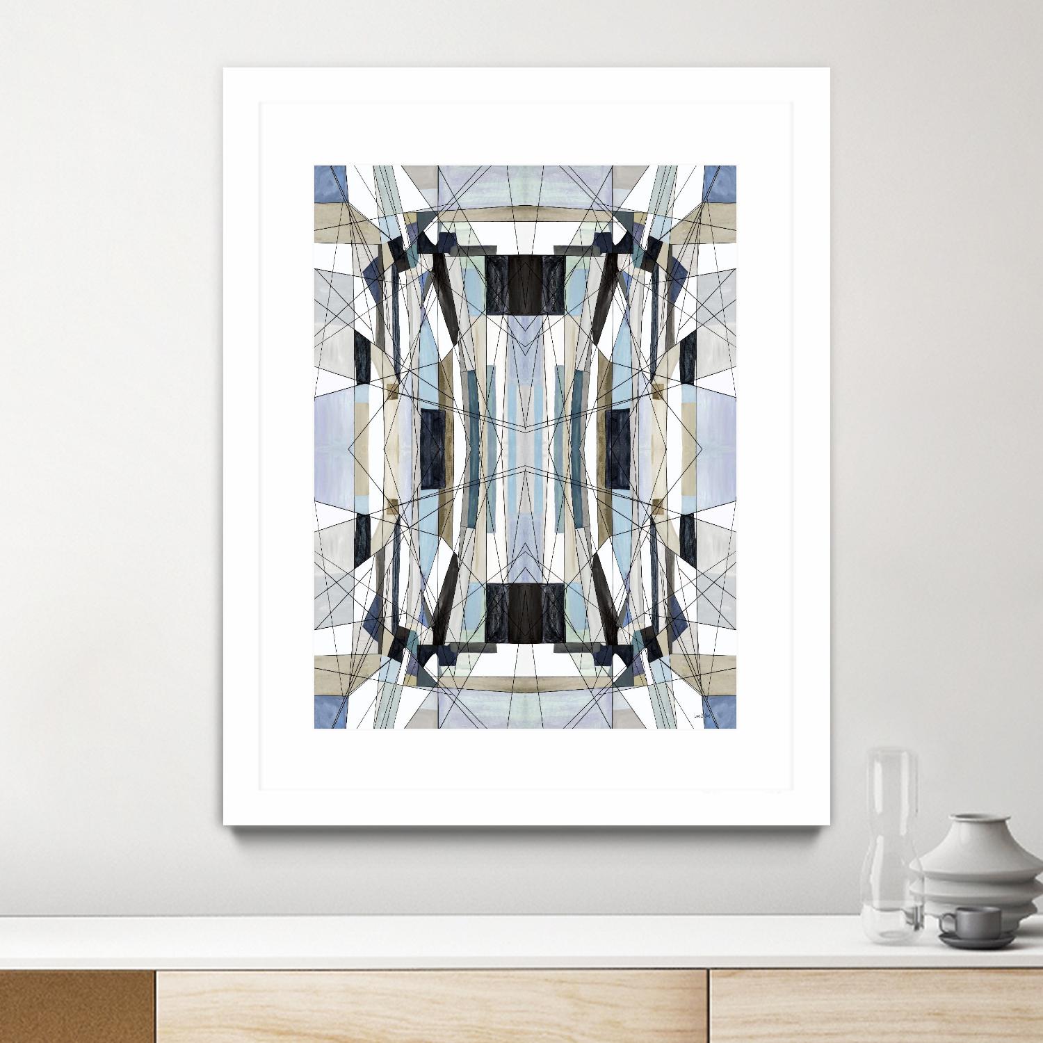 Flagship by Lori Dubois on GIANT ART - blue linear angled black lines