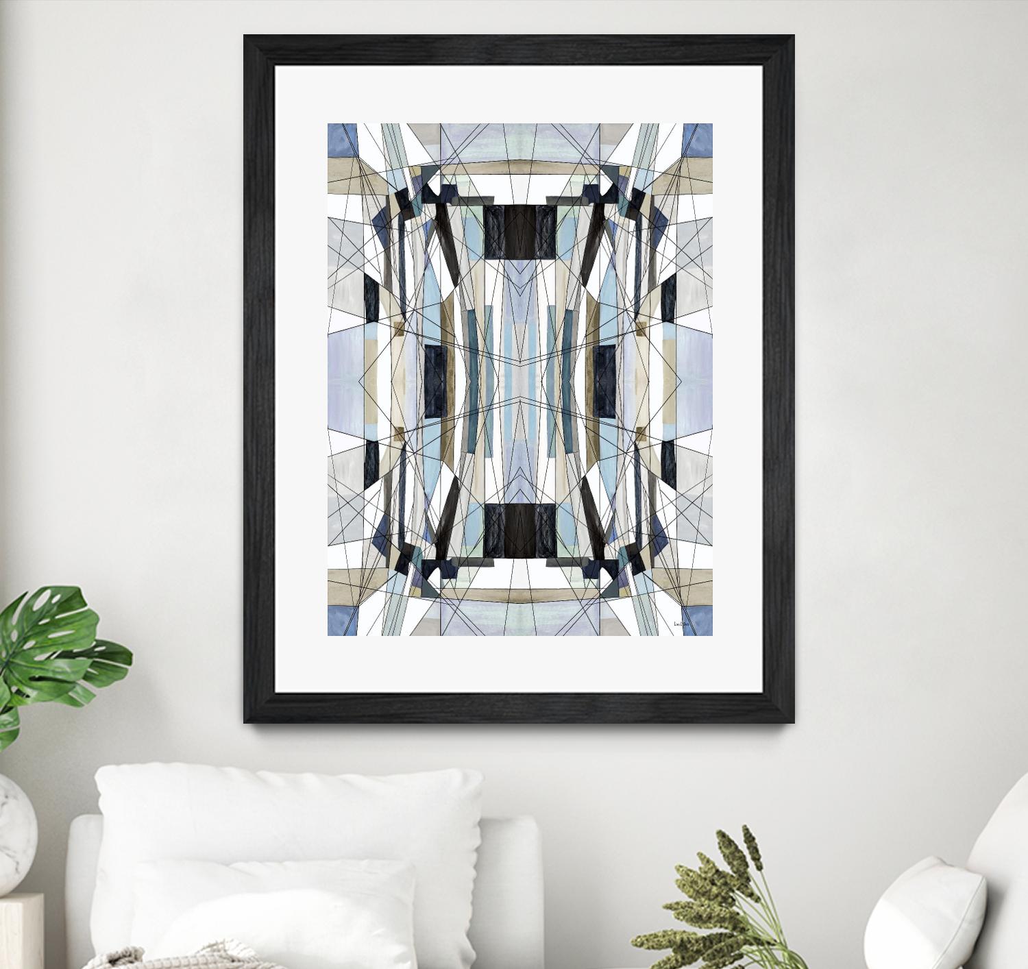 Flagship by Lori Dubois on GIANT ART - blue linear angled black lines