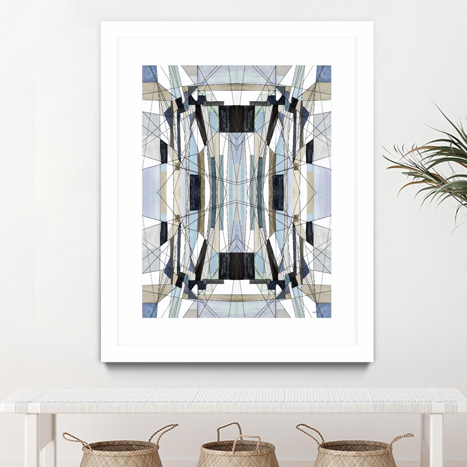 Flagship by Lori Dubois on GIANT ART - blue linear angled black lines