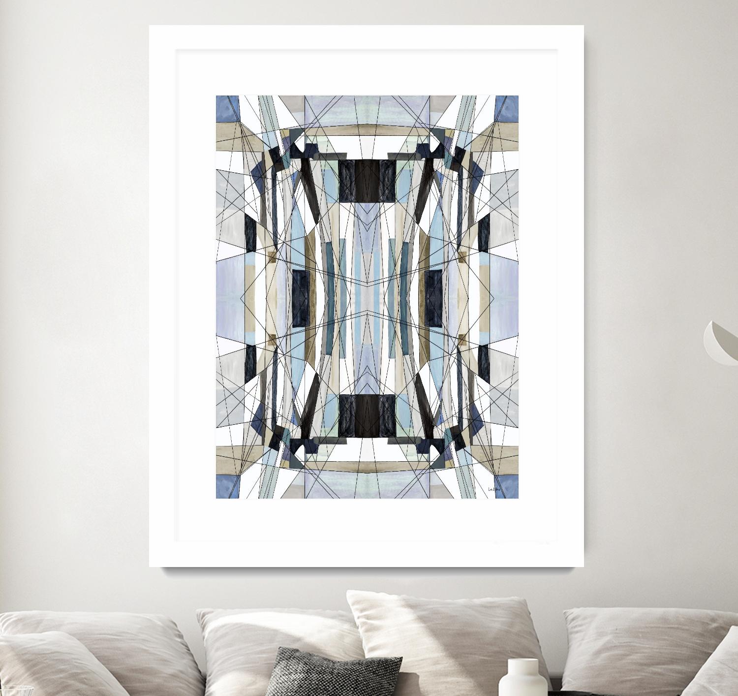 Flagship by Lori Dubois on GIANT ART - blue linear angled black lines