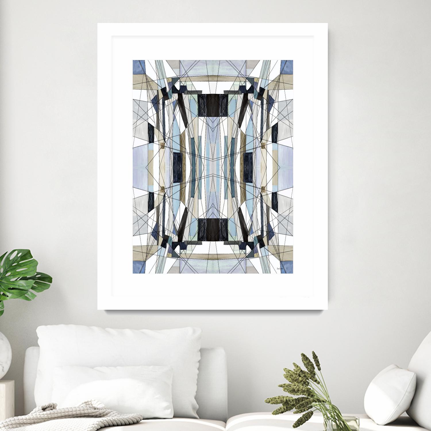 Flagship by Lori Dubois on GIANT ART - blue linear angled black lines