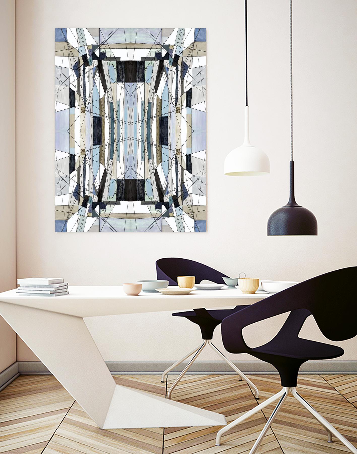 Flagship by Lori Dubois on GIANT ART - blue linear angled black lines