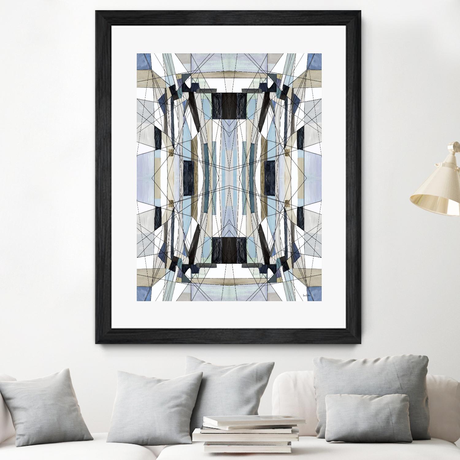 Flagship by Lori Dubois on GIANT ART - blue linear angled black lines