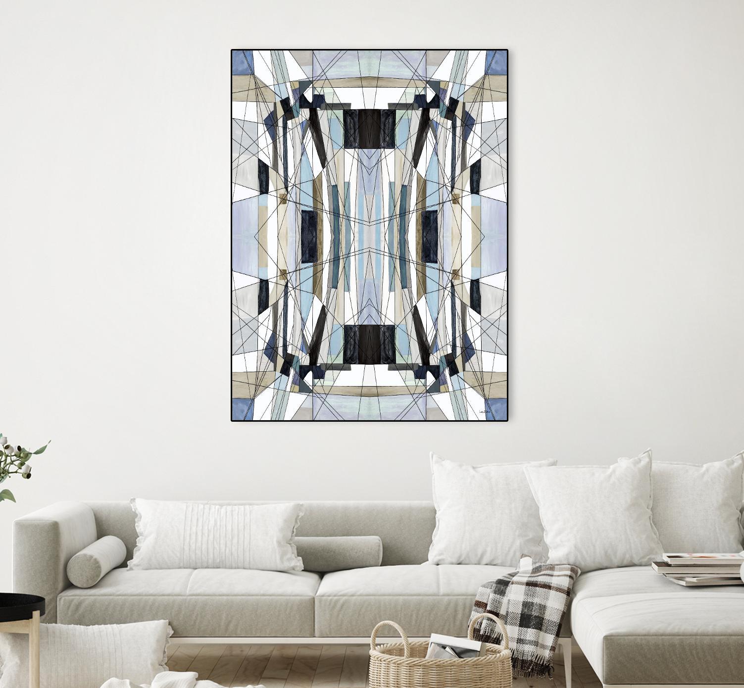 Flagship by Lori Dubois on GIANT ART - blue linear angled black lines