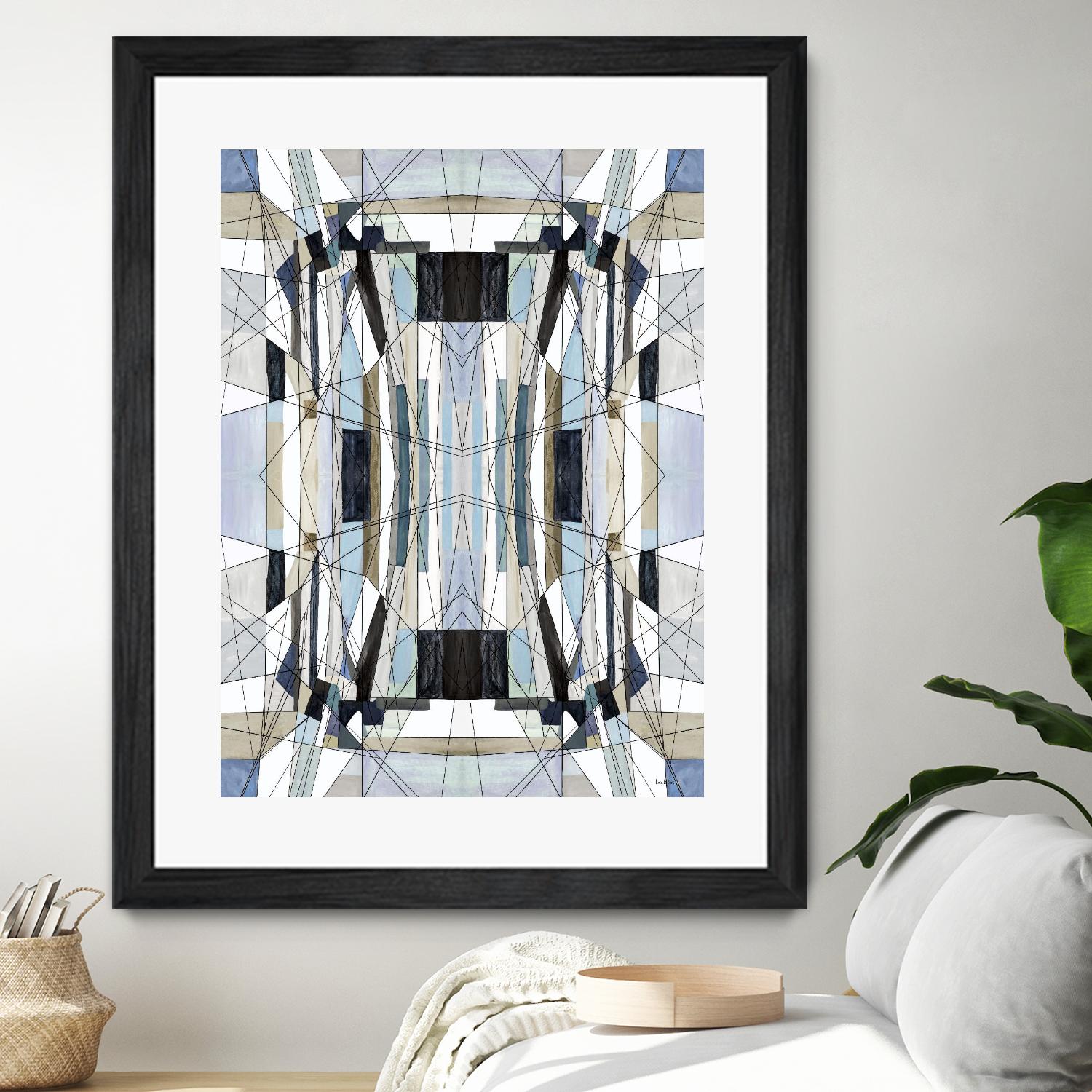 Flagship by Lori Dubois on GIANT ART - blue linear angled black lines