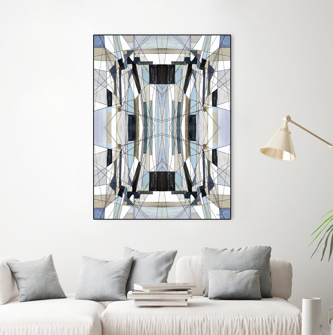 Flagship by Lori Dubois on GIANT ART - blue linear angled black lines